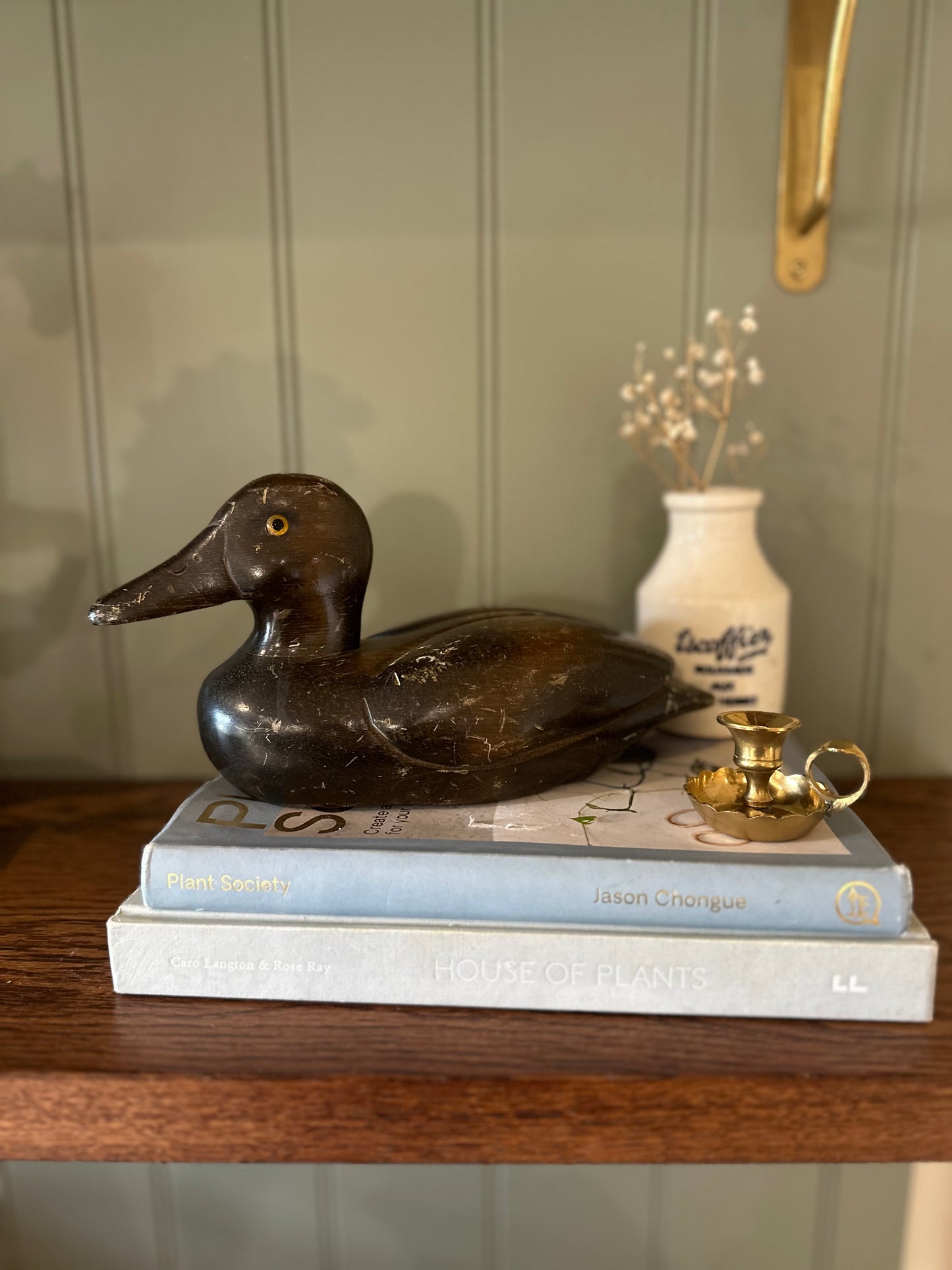 Dark wood vintage decoy duck