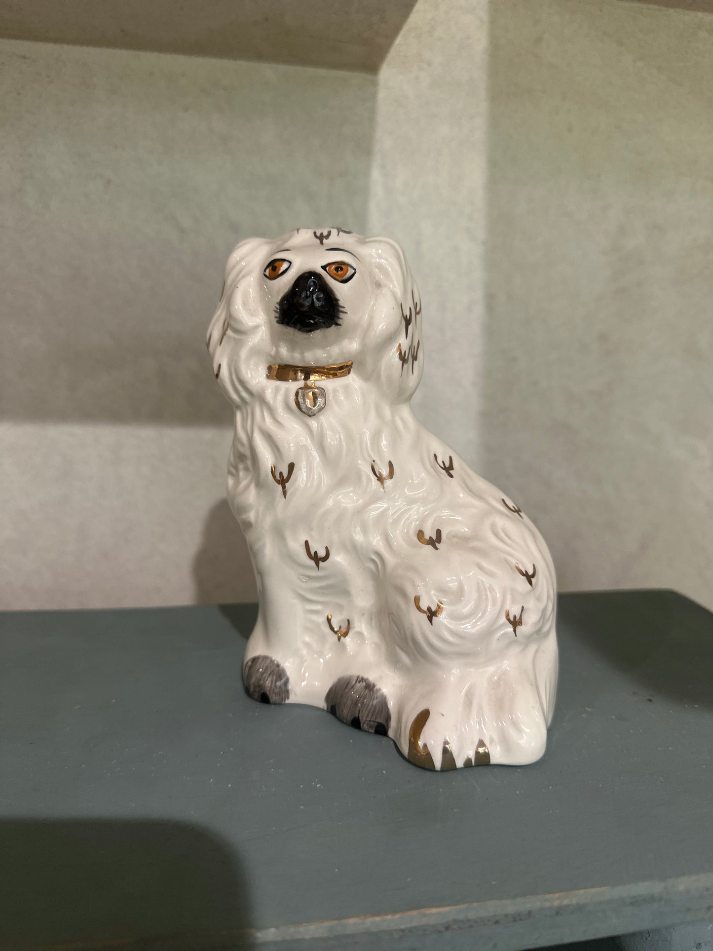 Small vintage Staffordshire dog white