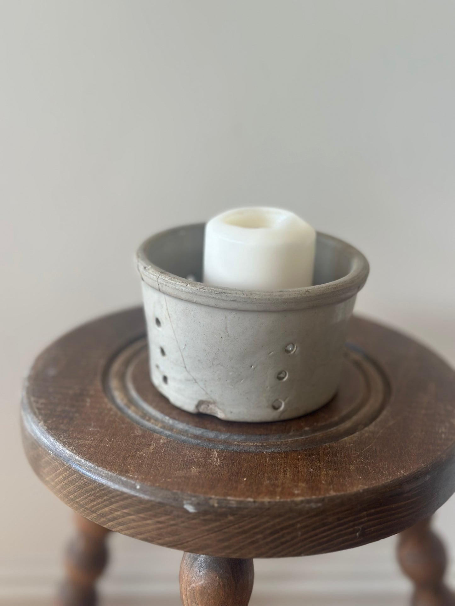 French cheese stainer in a creamy neutral colour - large
