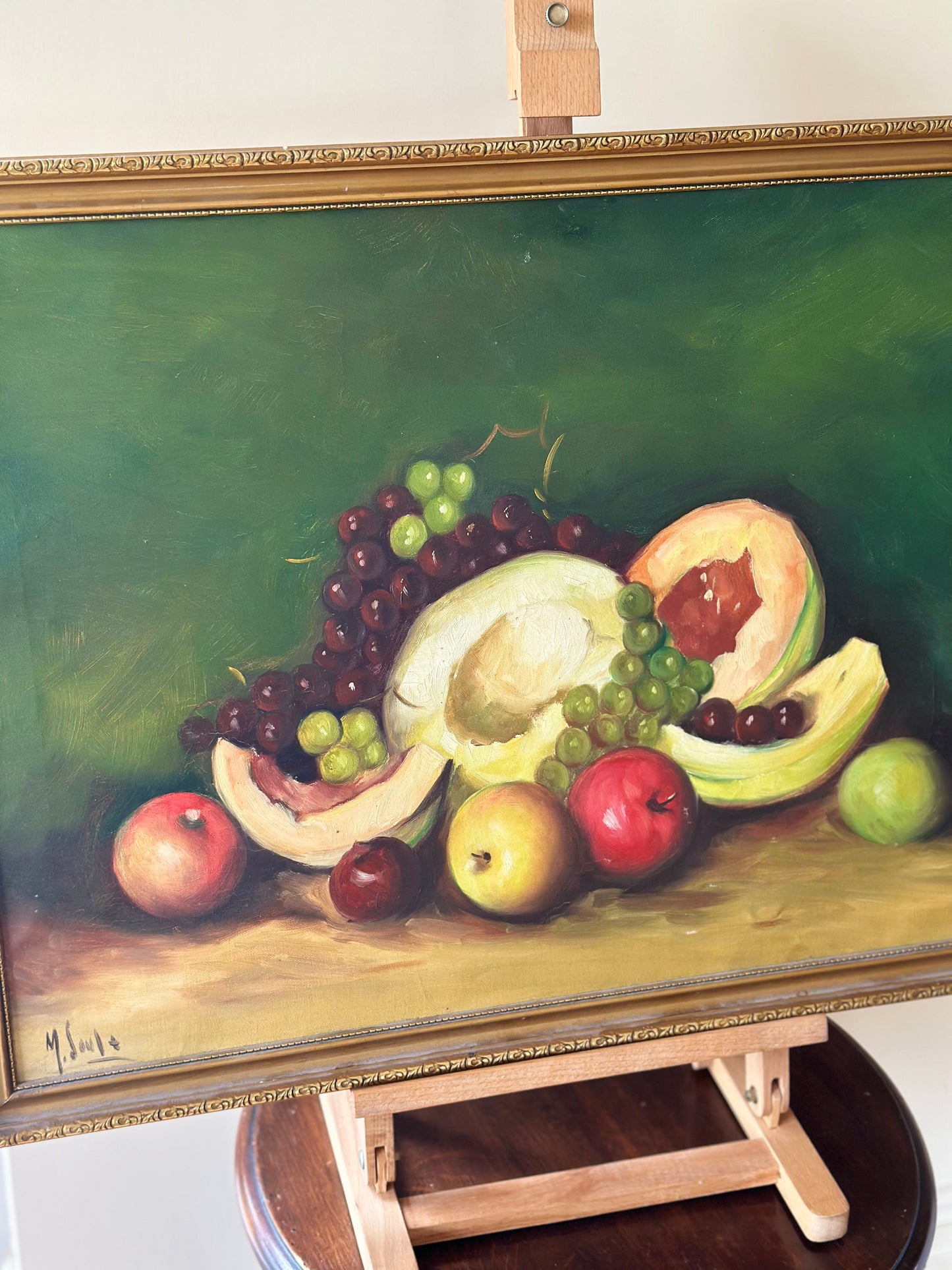 Vintage wall art acrylic on canvas signed framed - fruit still life