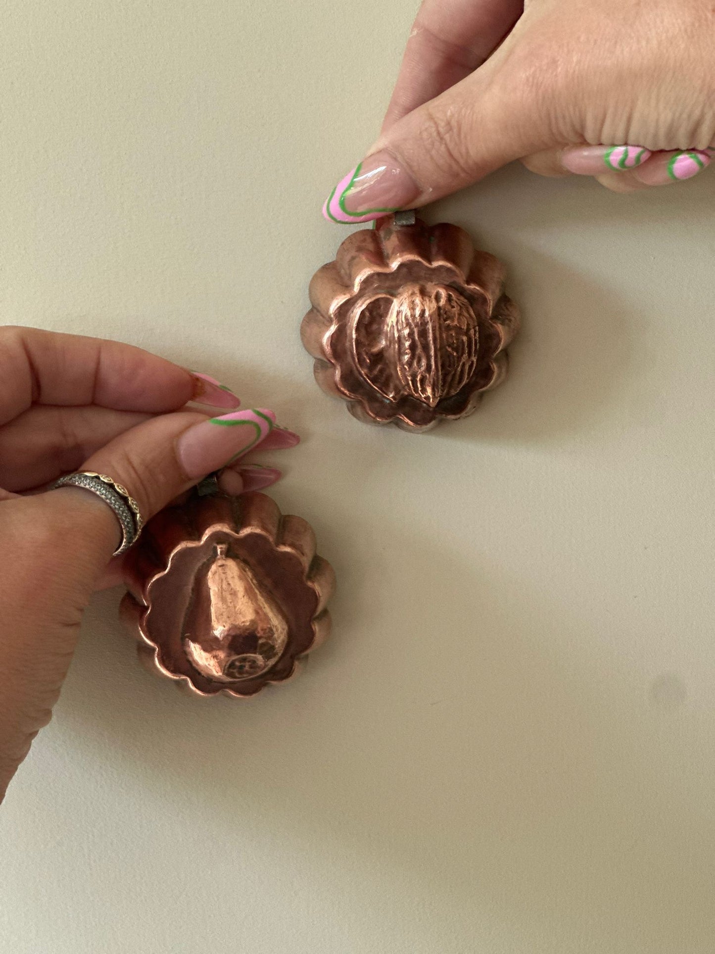 Mini Copper sweetie moulds - vintage wall decor