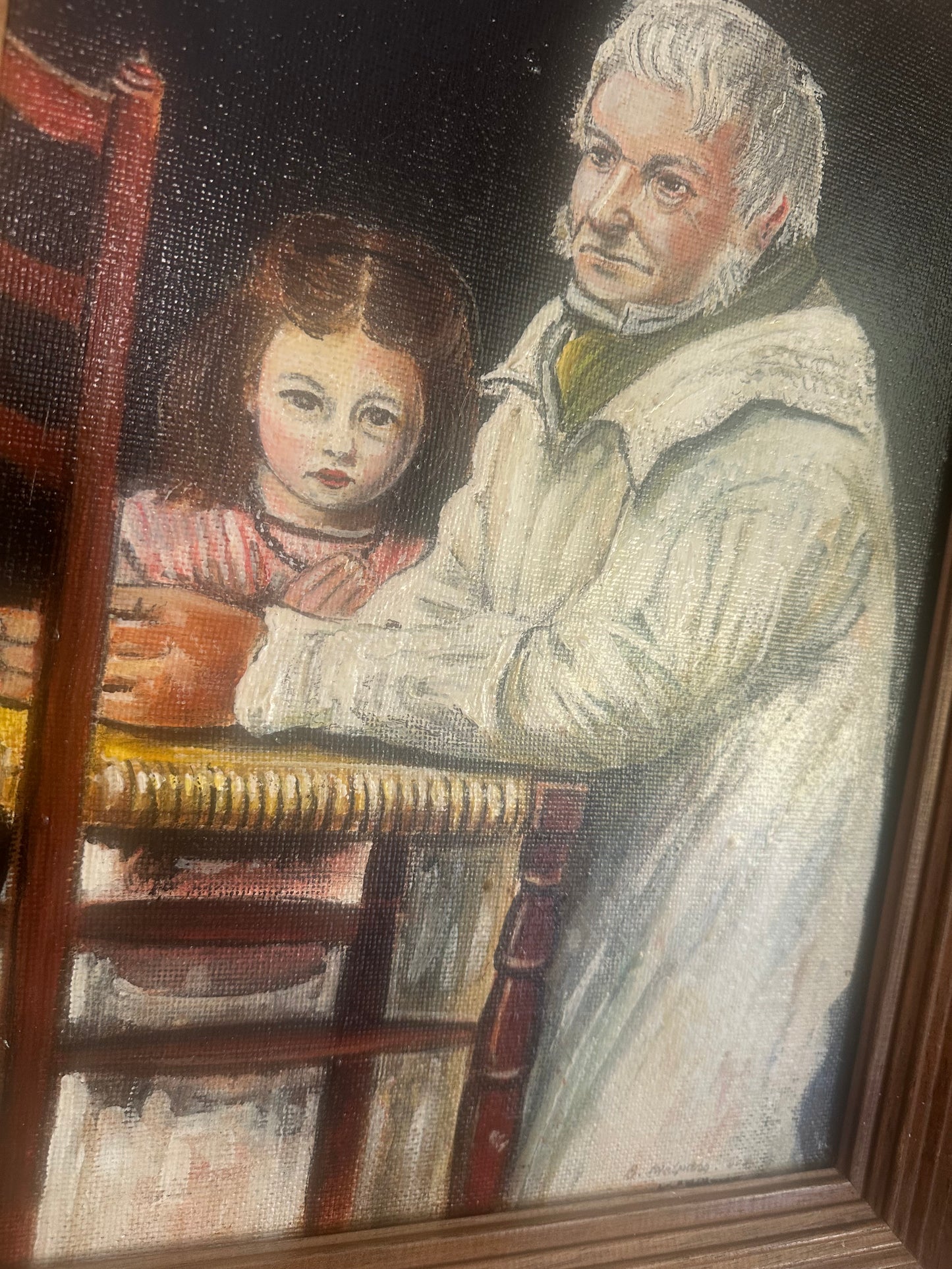Vintage oil on board priest painting signed framed