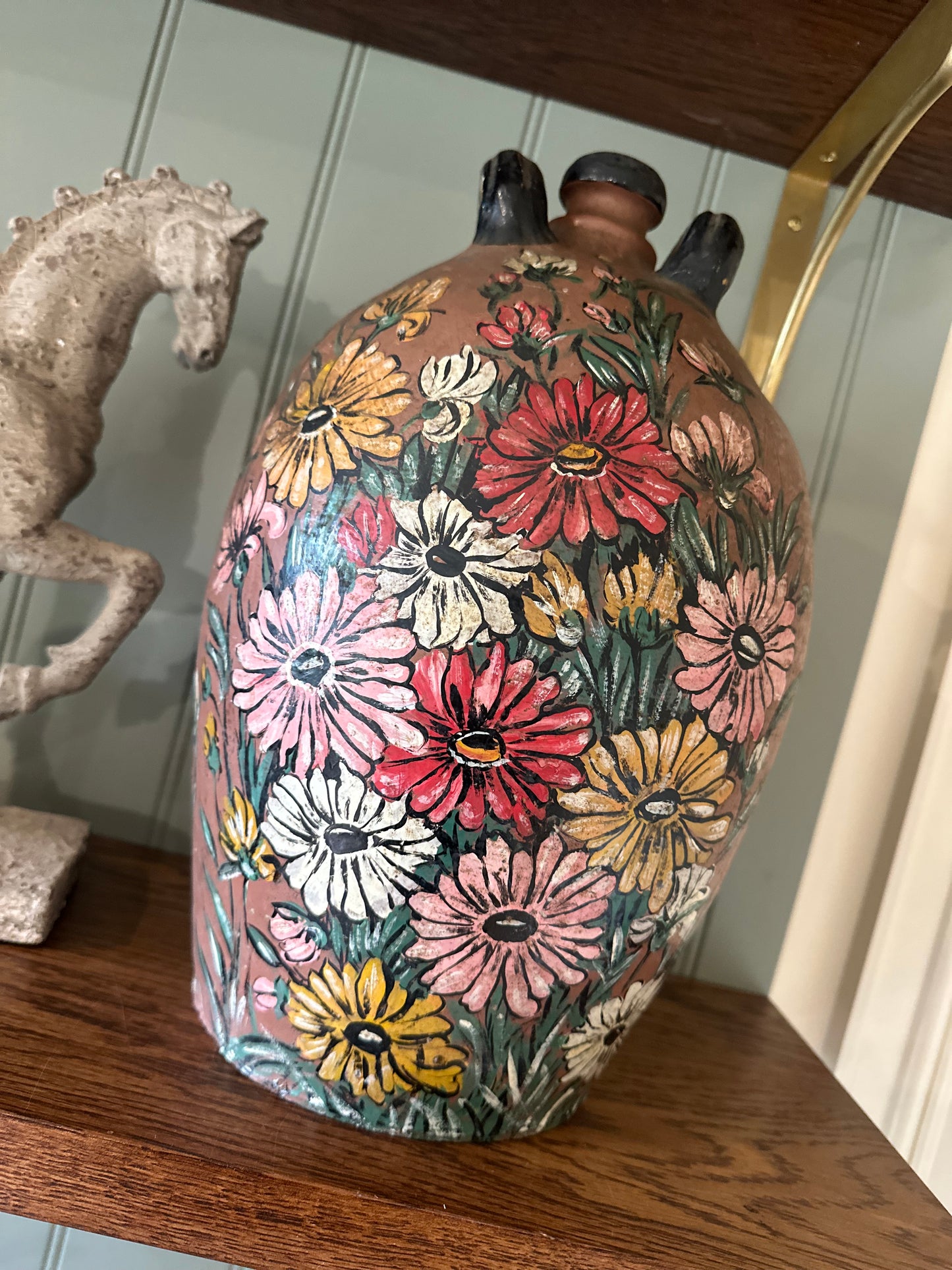 French large vintage vessel hand painted & signed