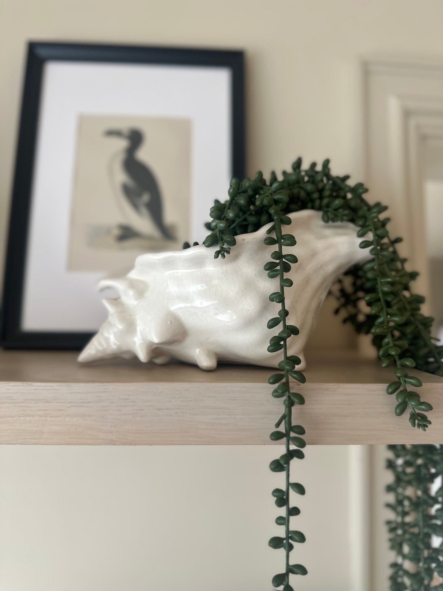 Vintage shell mantle planter