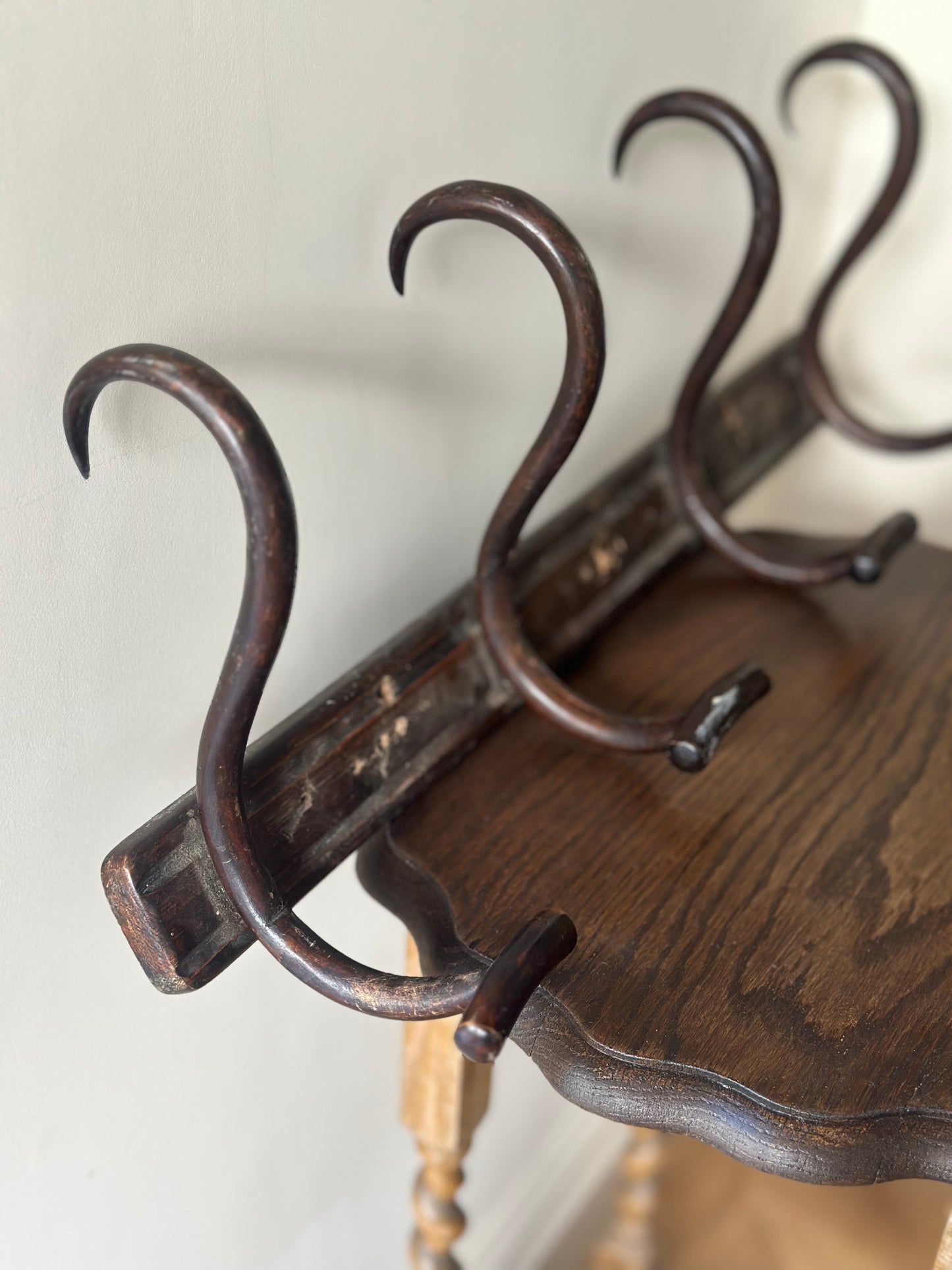 Victorian steam bent coat & hat wall mounted stand