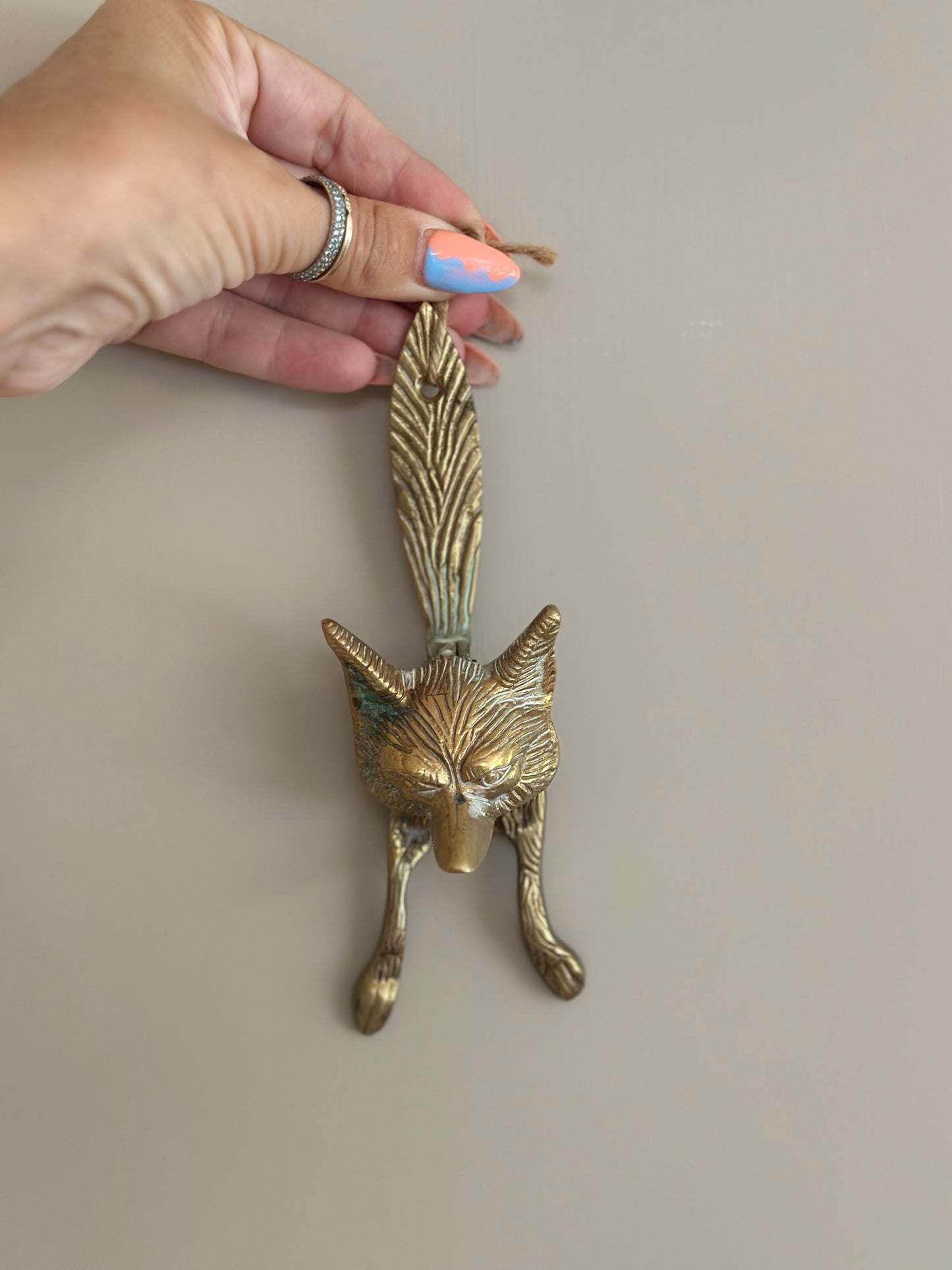 Vintage brass fox door knocker