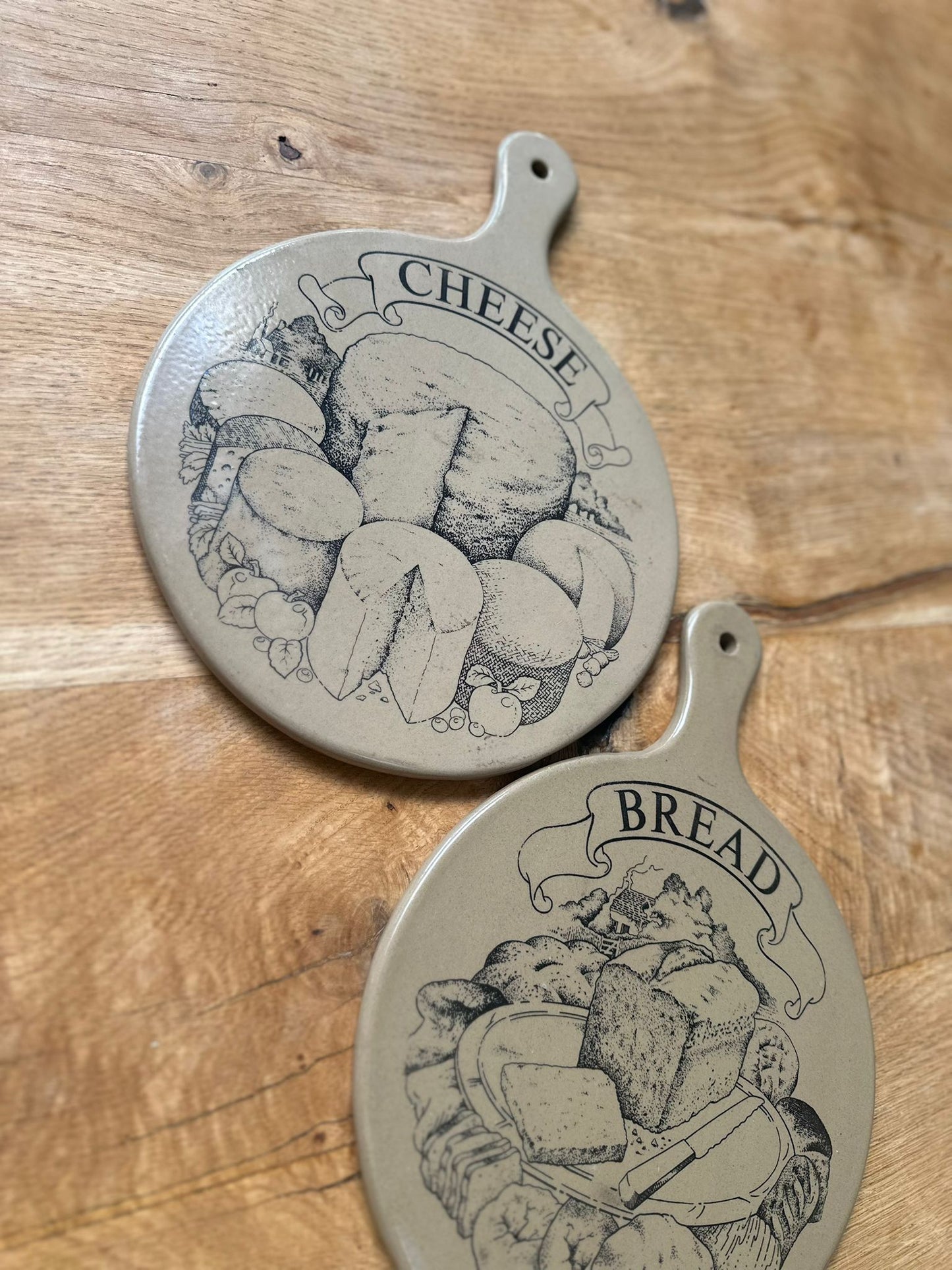 2 x bread / cheese board vintage stoneware