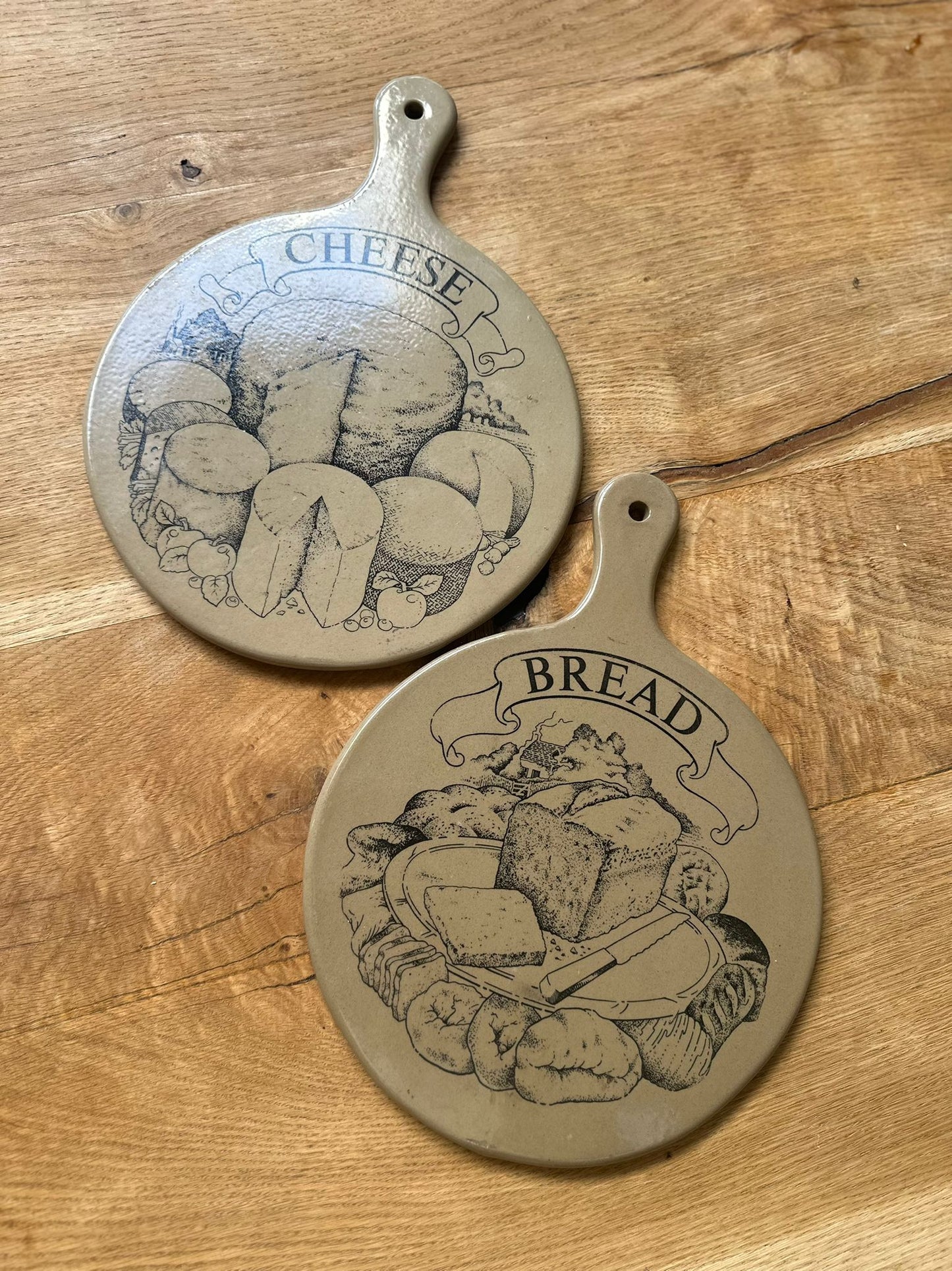 2 x bread / cheese board vintage stoneware