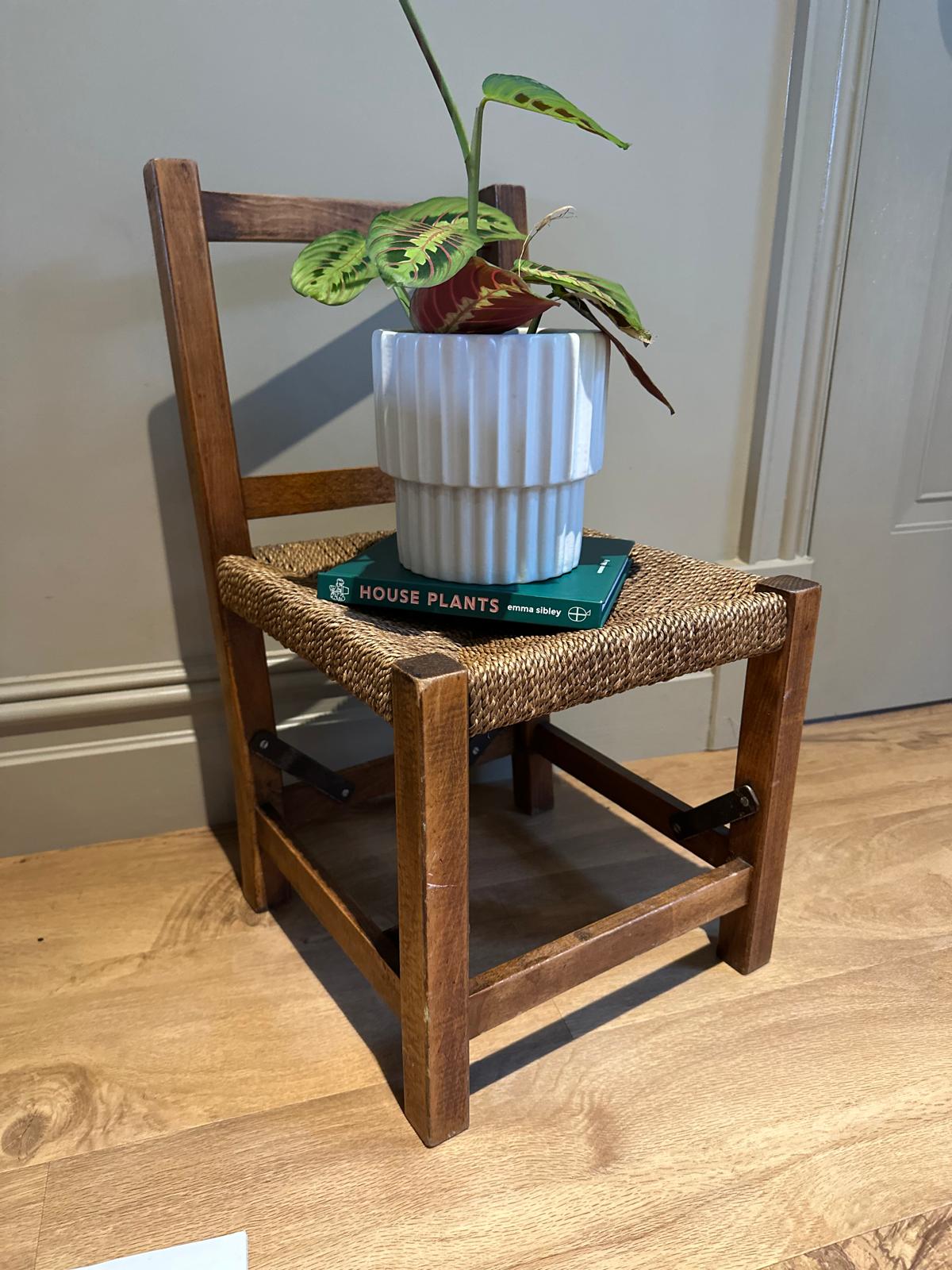 child’s chair scratch made wood wicker plant stand