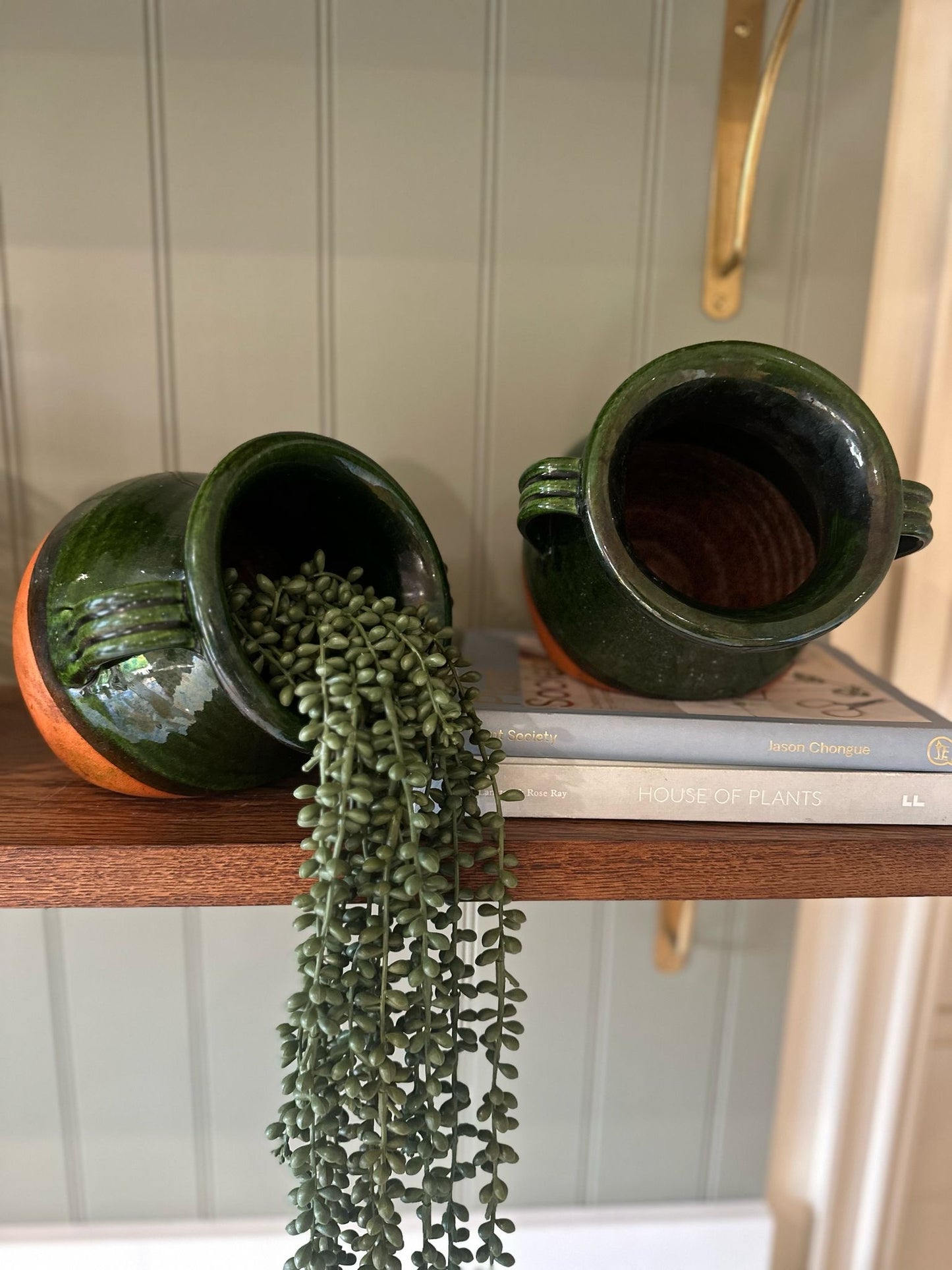 2 x Wall Mount vintage olive pots outdoor/indoor