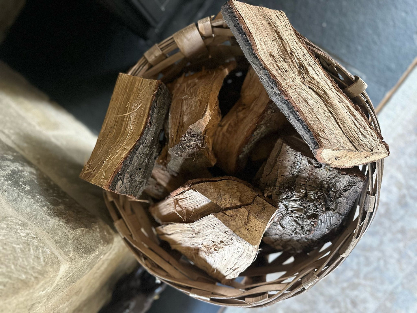 large log basket from France large weave