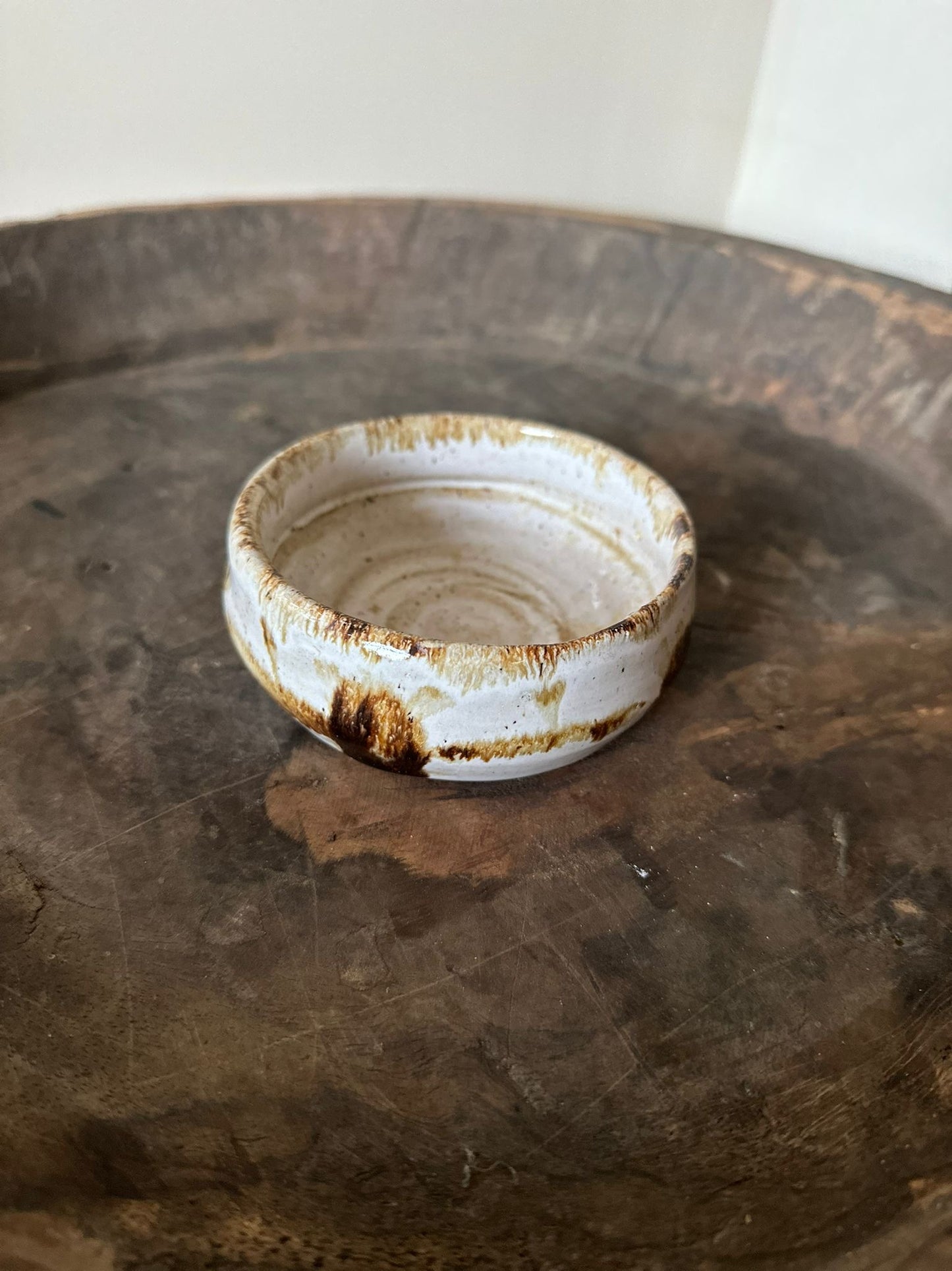 Vintage studio pottery bowl Dish brush holder