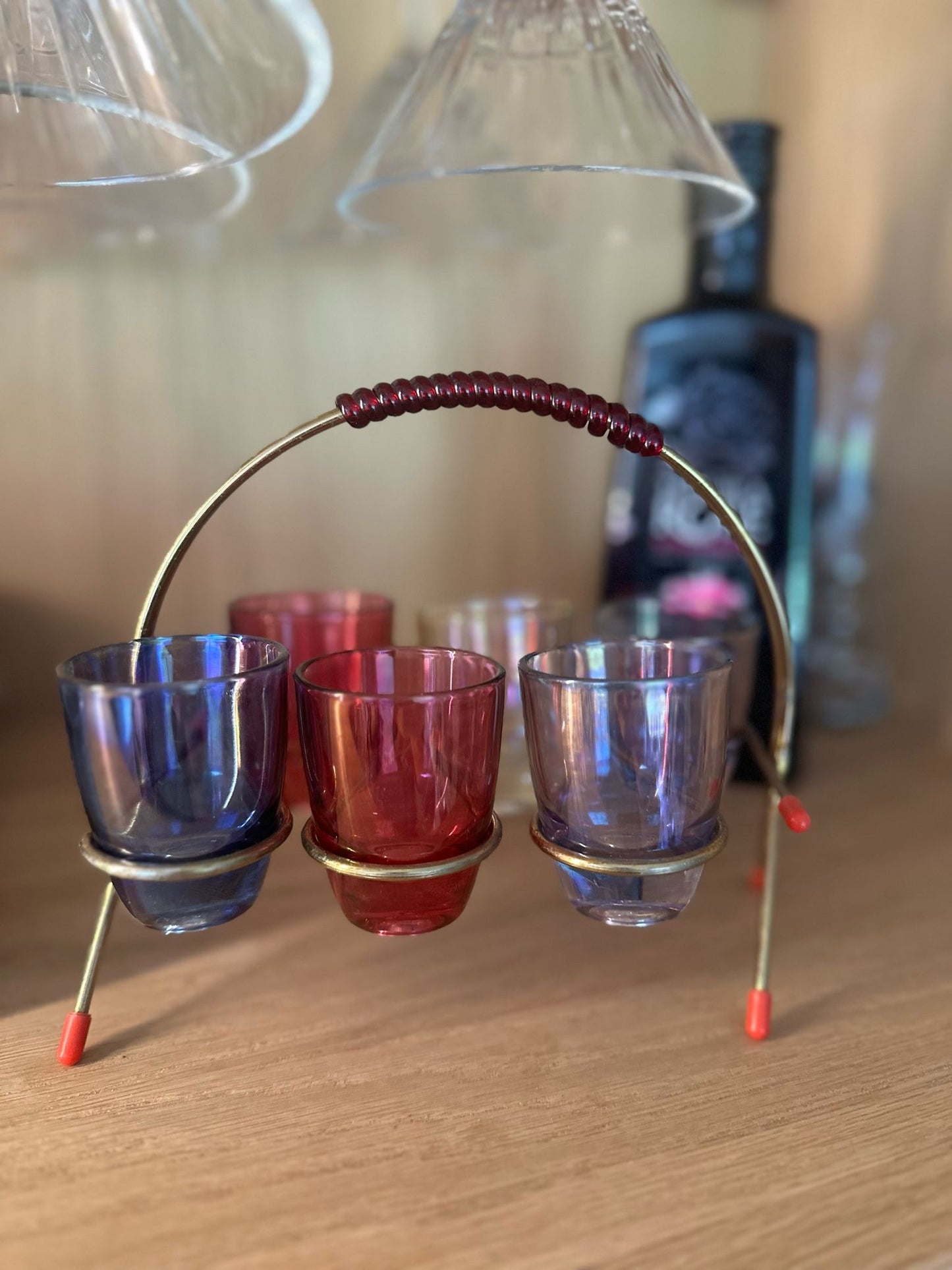 1950’s retro shot glasses and stand - home bar