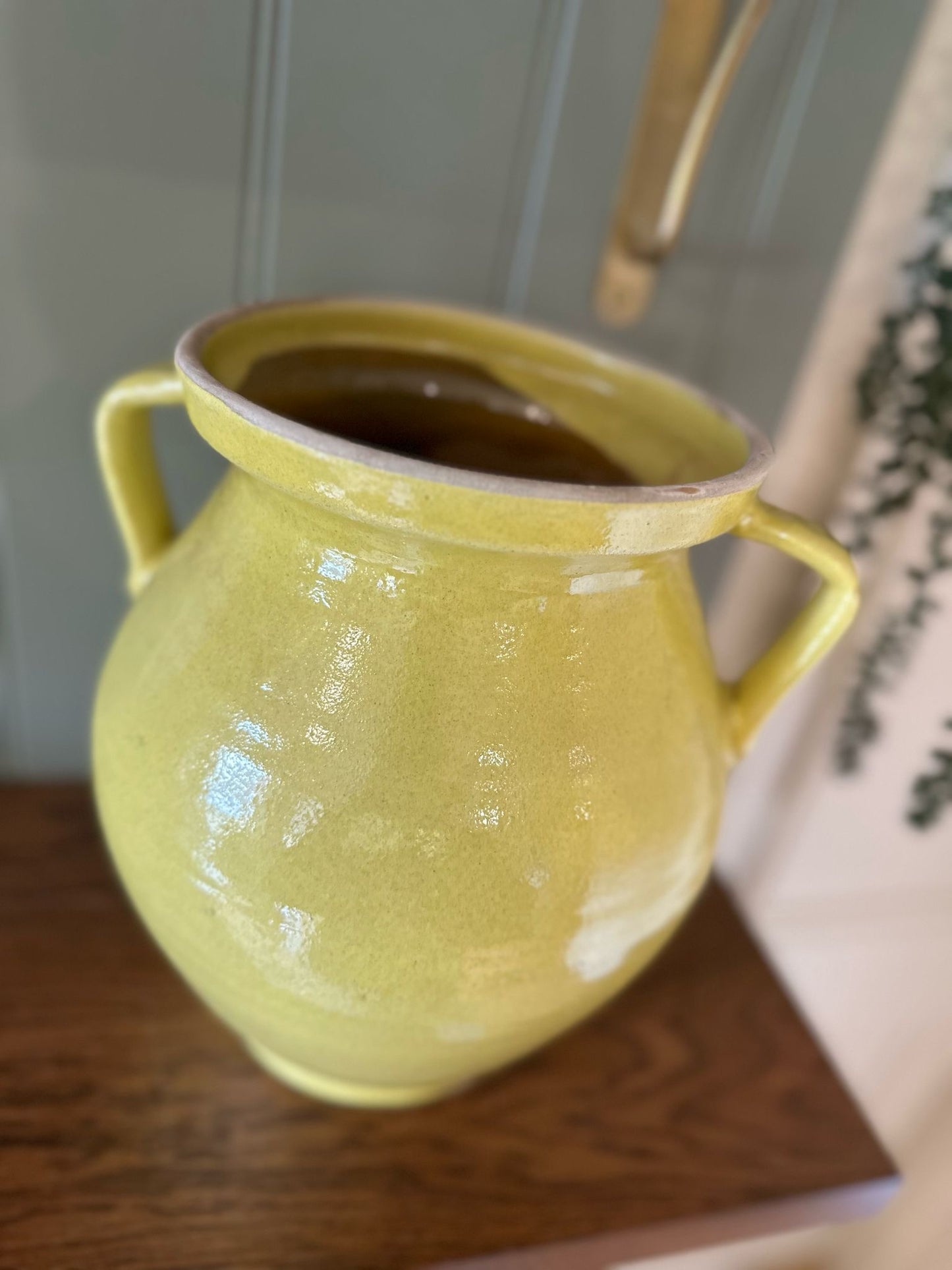 vintage yellow glazed double handle jug spring ๐ผ