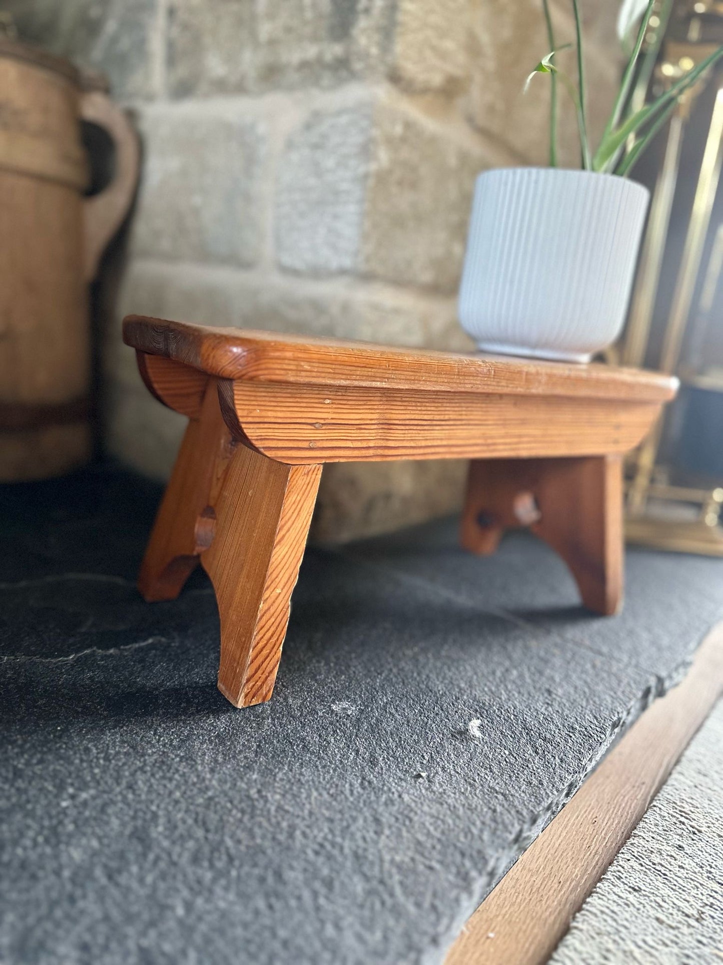 vintage scratch built, stool plant stand - wood