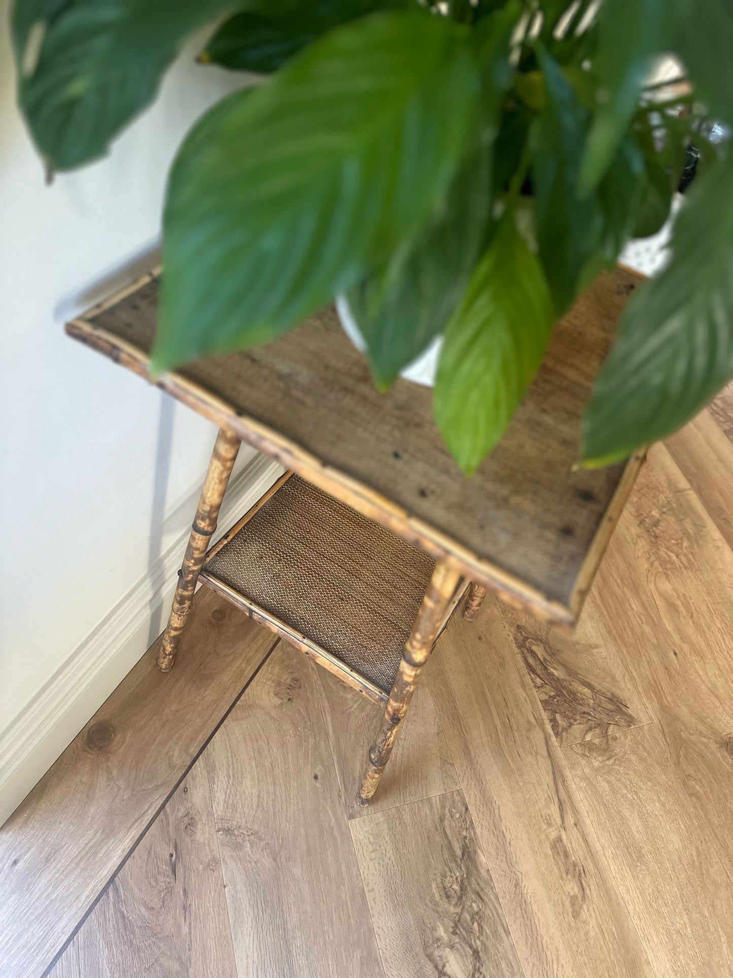 vintage tiger style bamboo side table plant stand