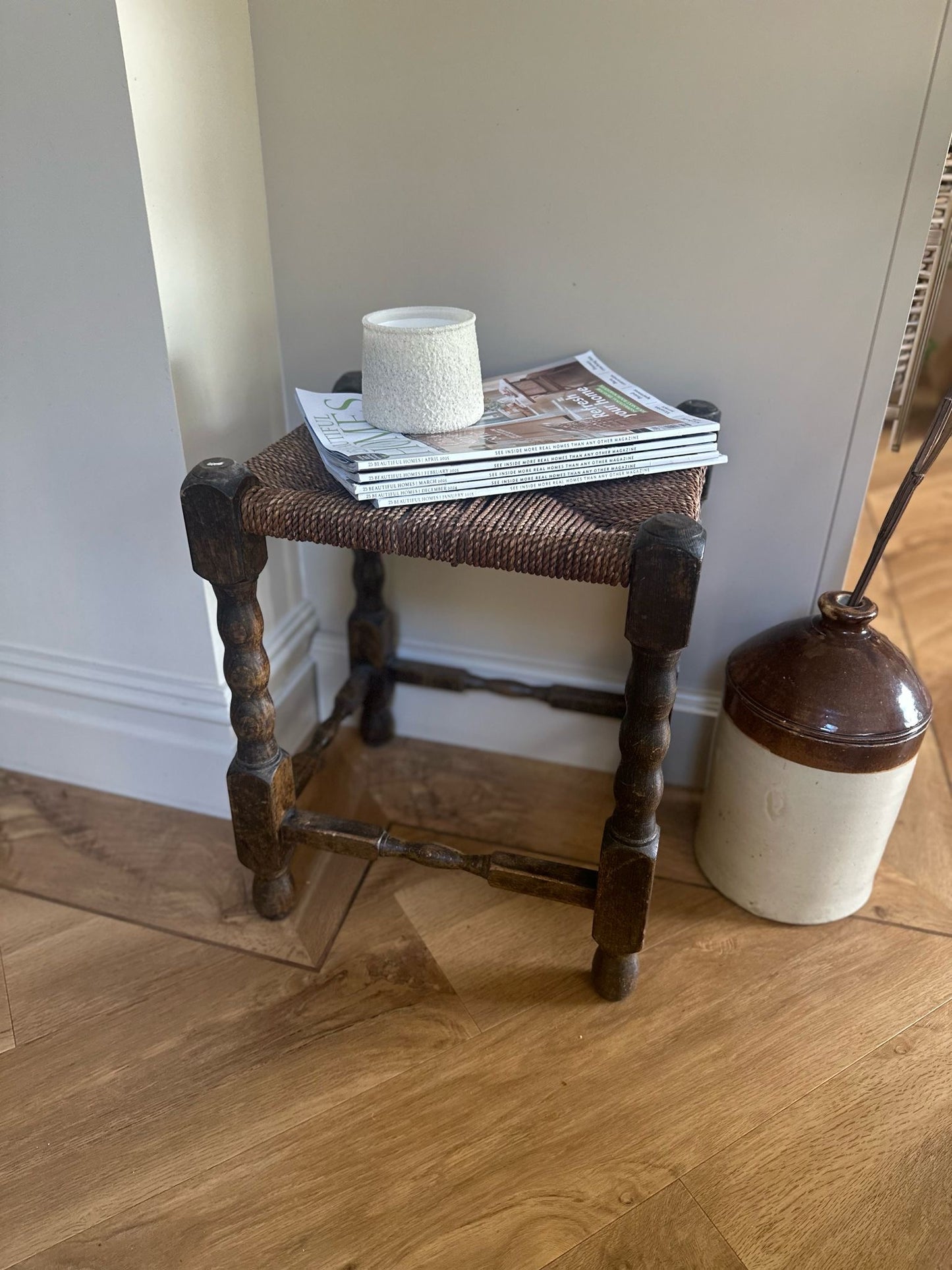 large bobbin leg square stool vintage