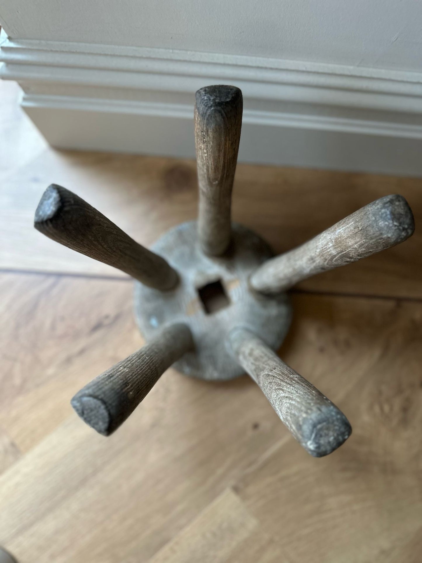 5 leg old French milking stool original - Rare