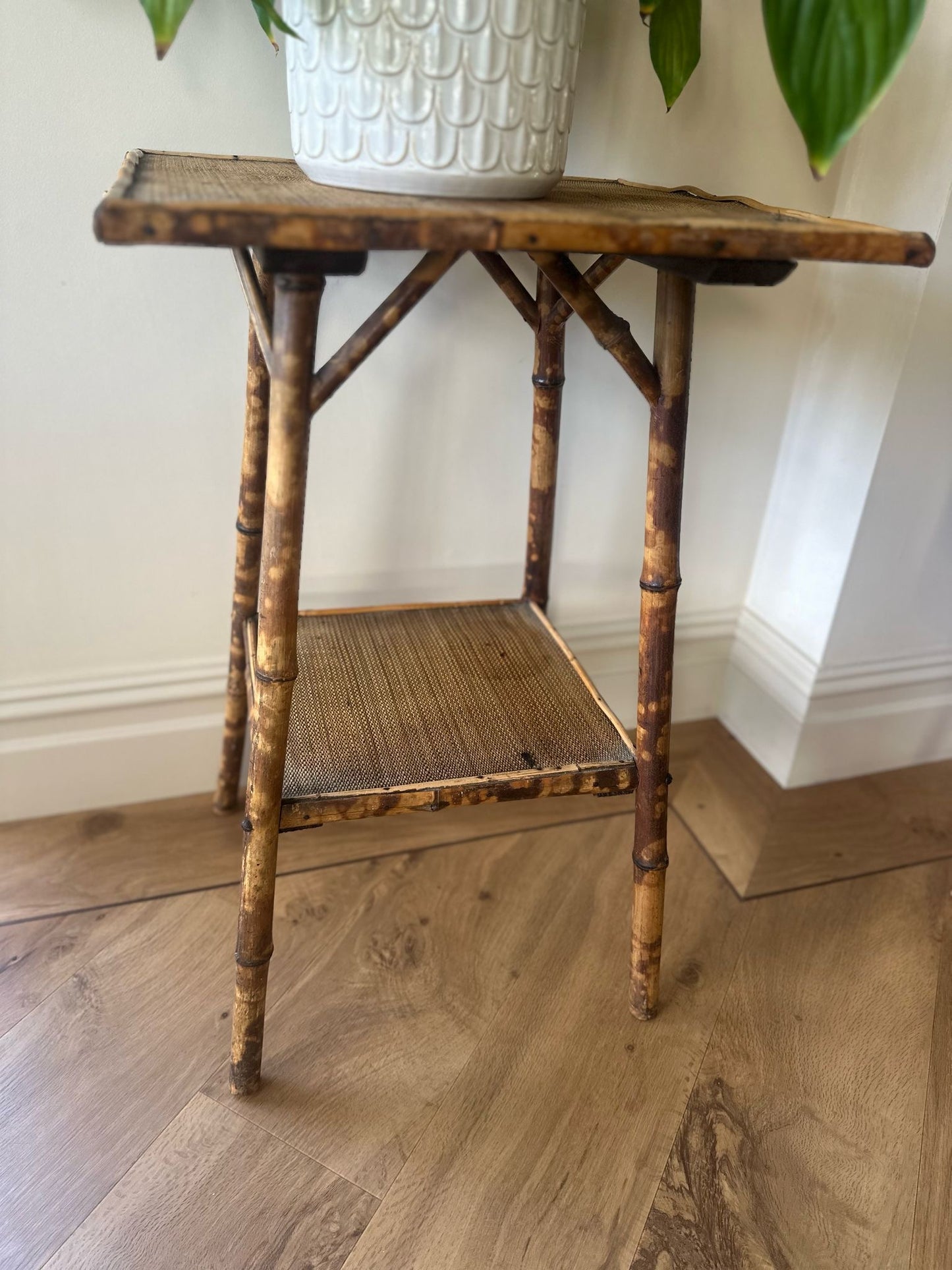 vintage tiger style bamboo side table plant stand