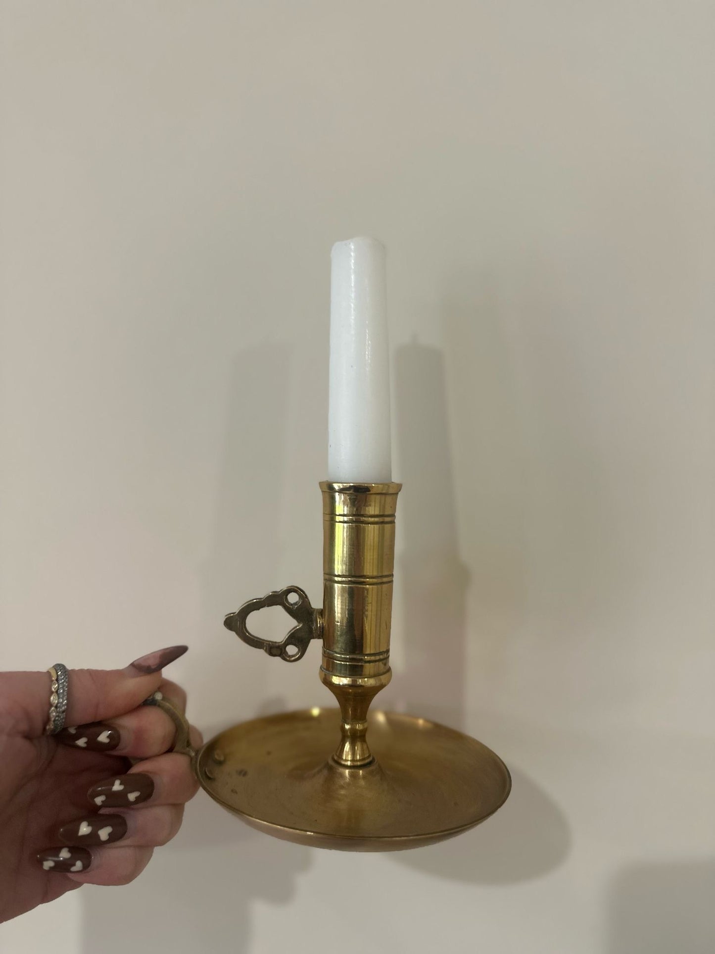 Vintage brass chamber stick long neck