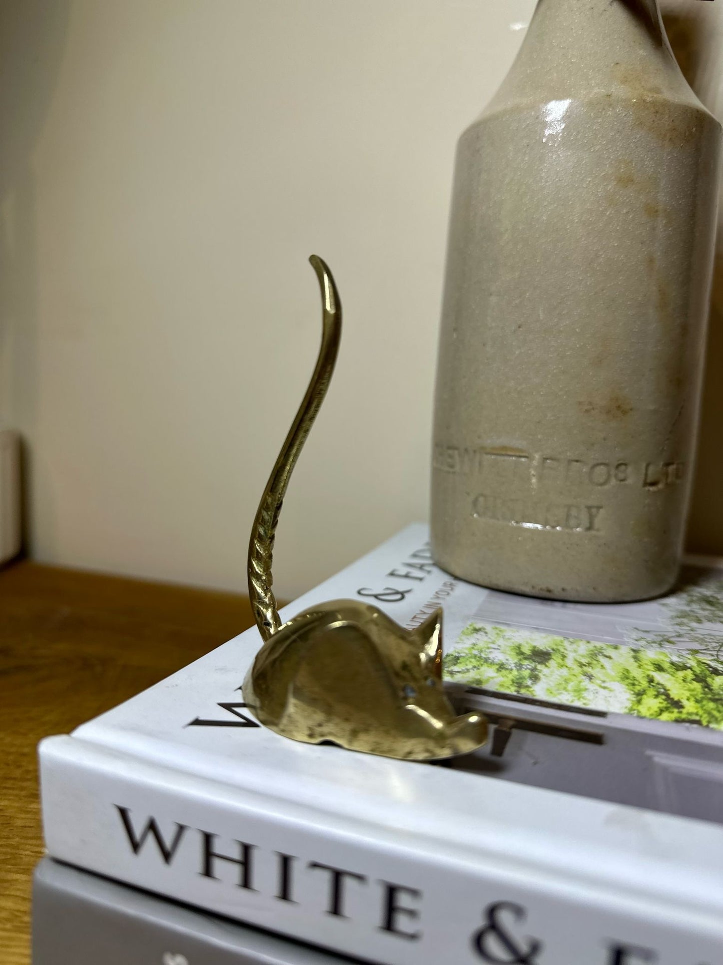 mouse candle snuffer / desk receipt holder brass