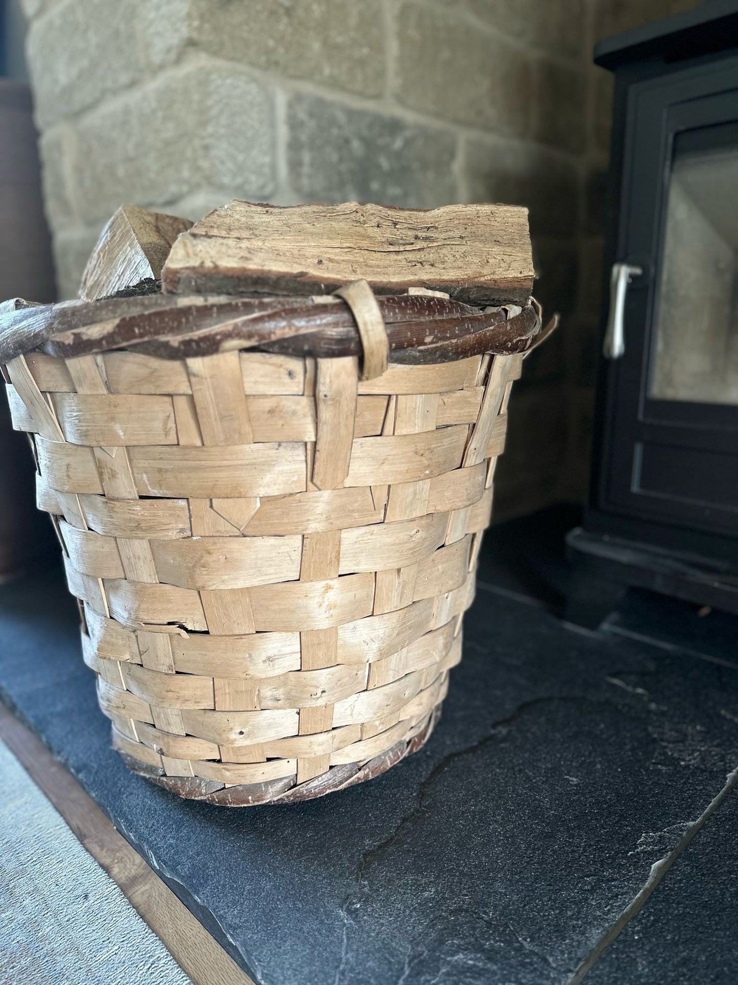 large log basket from France large weave