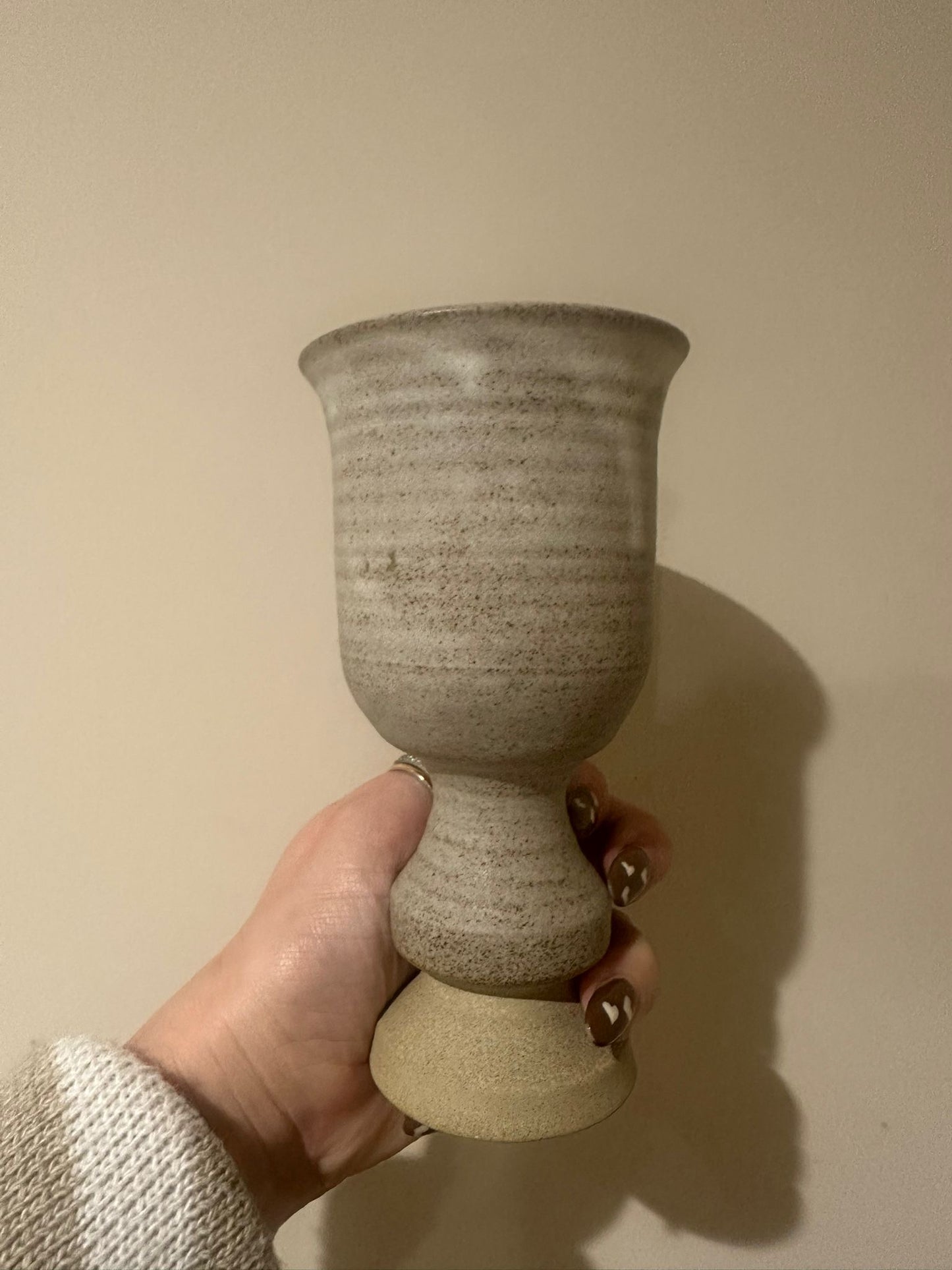 vintage studio pottery goblet neutral styling