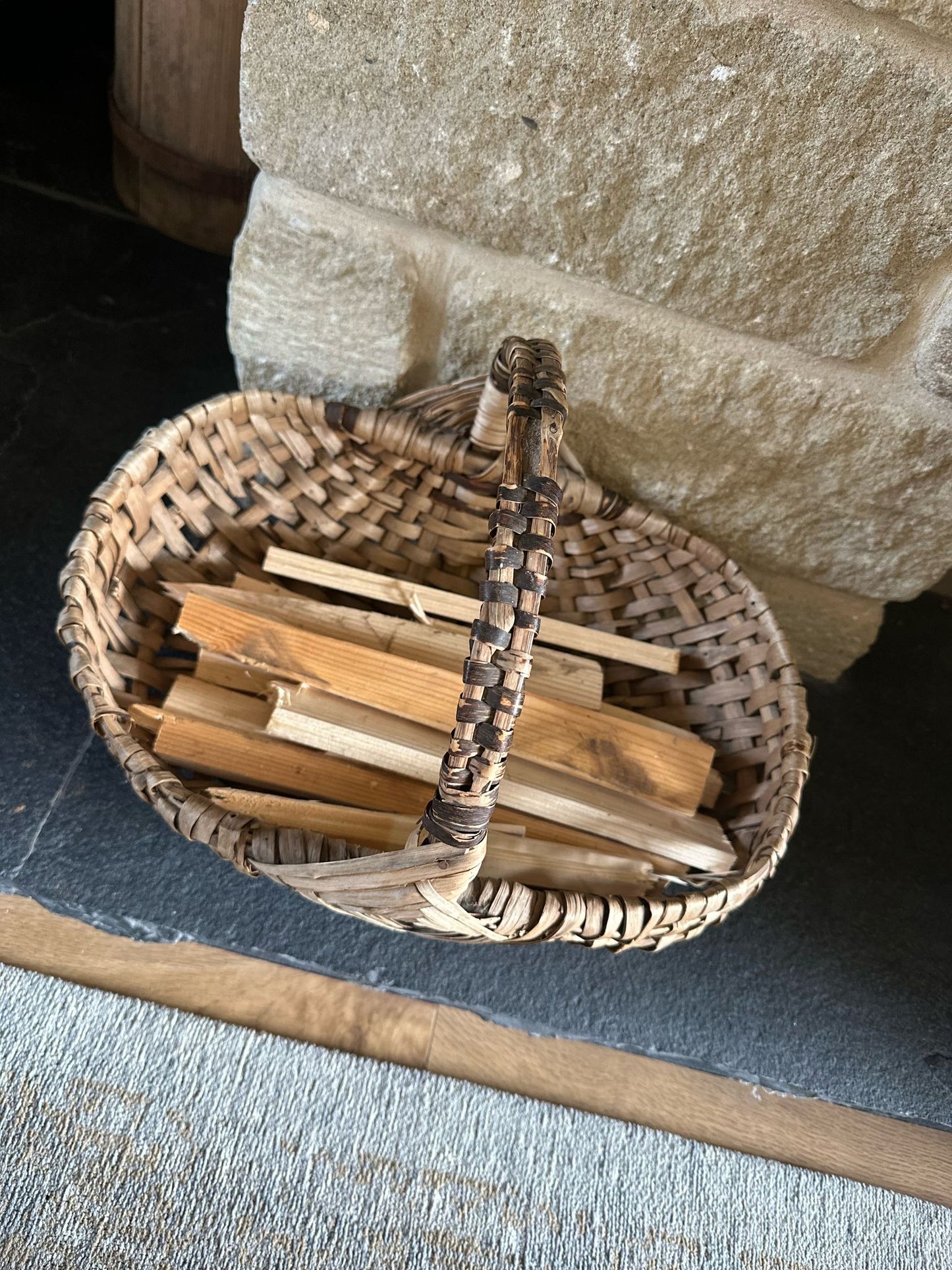 vintage trug basket - flowers / kindling
