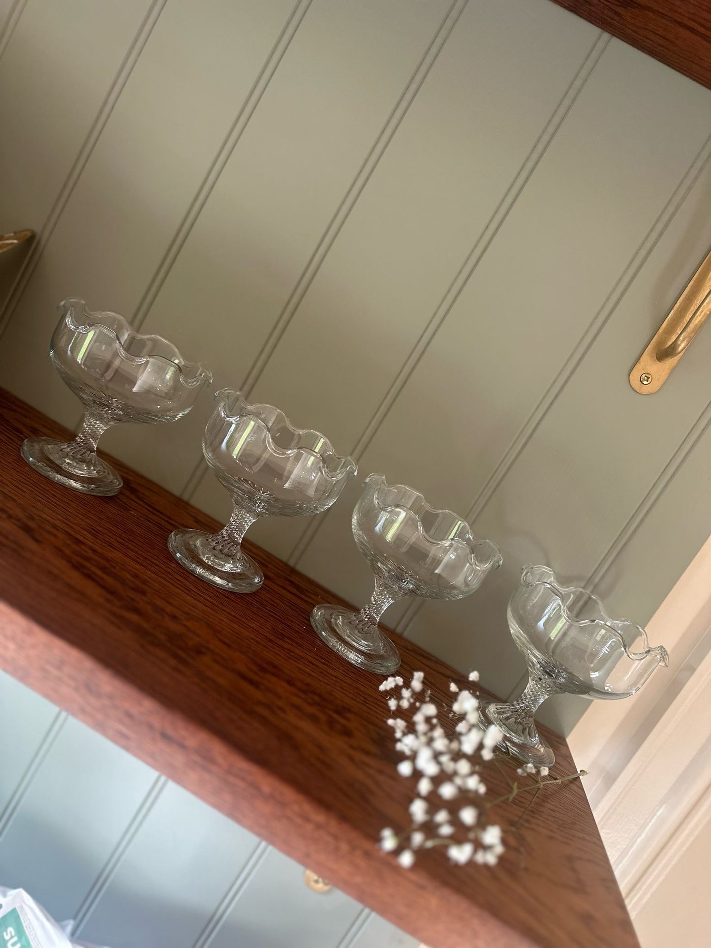 ruffle frilly trim dessert glasses coupes vintage
