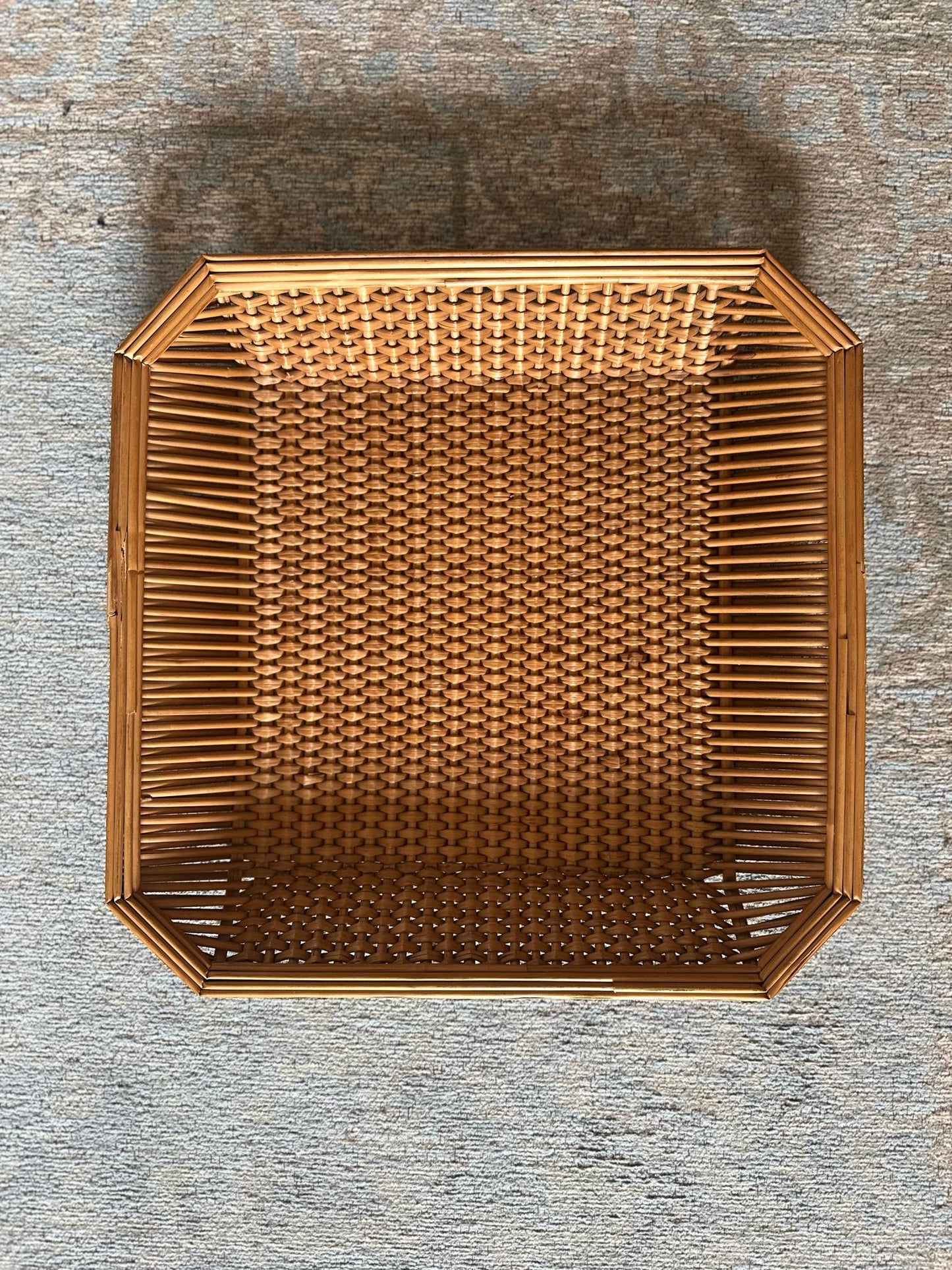 vintage tray angular MCM wicker