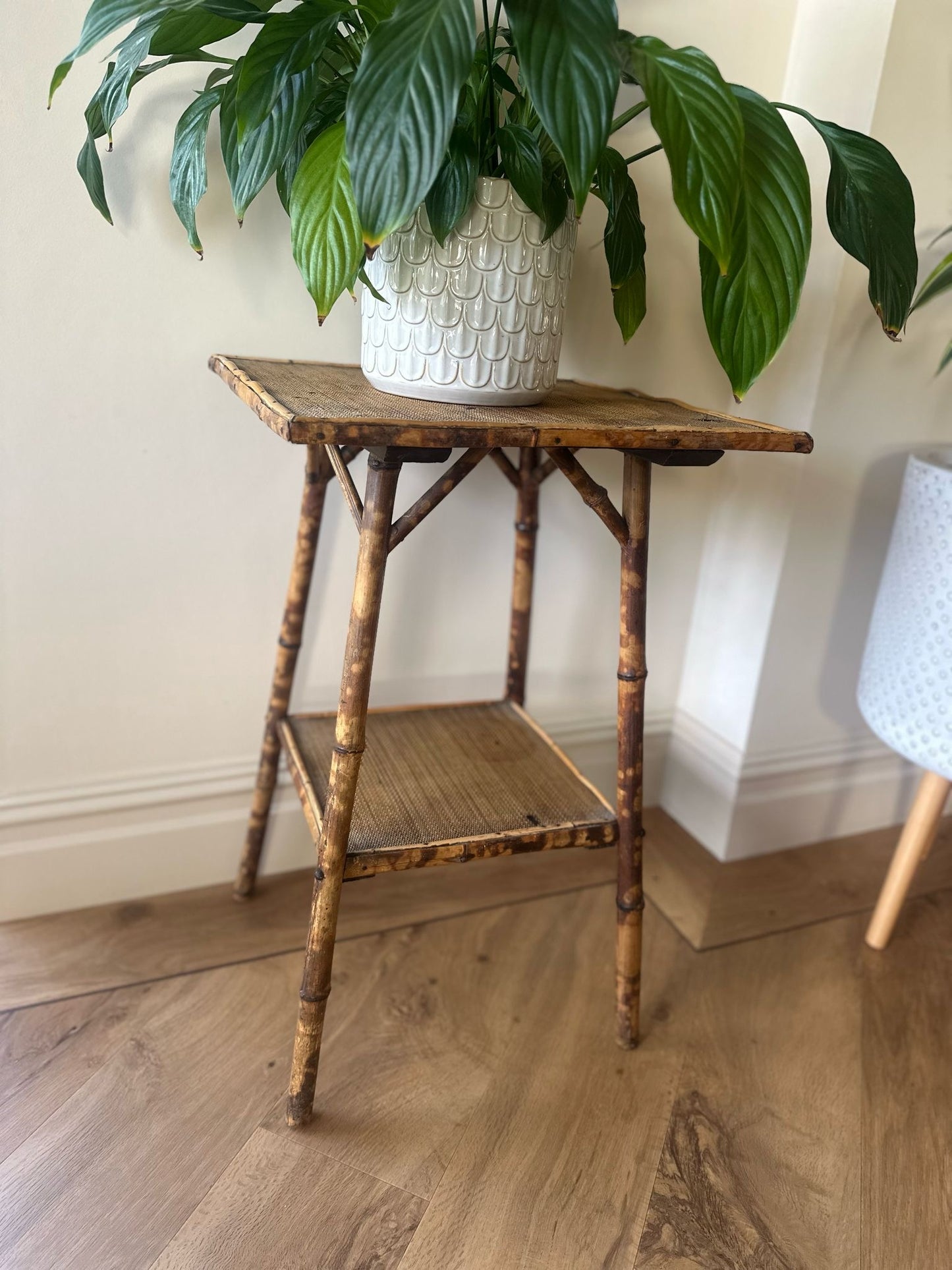 vintage tiger style bamboo side table plant stand