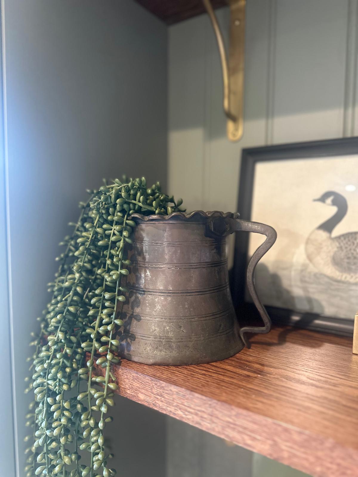 18th century French tankard scallop top copper.
