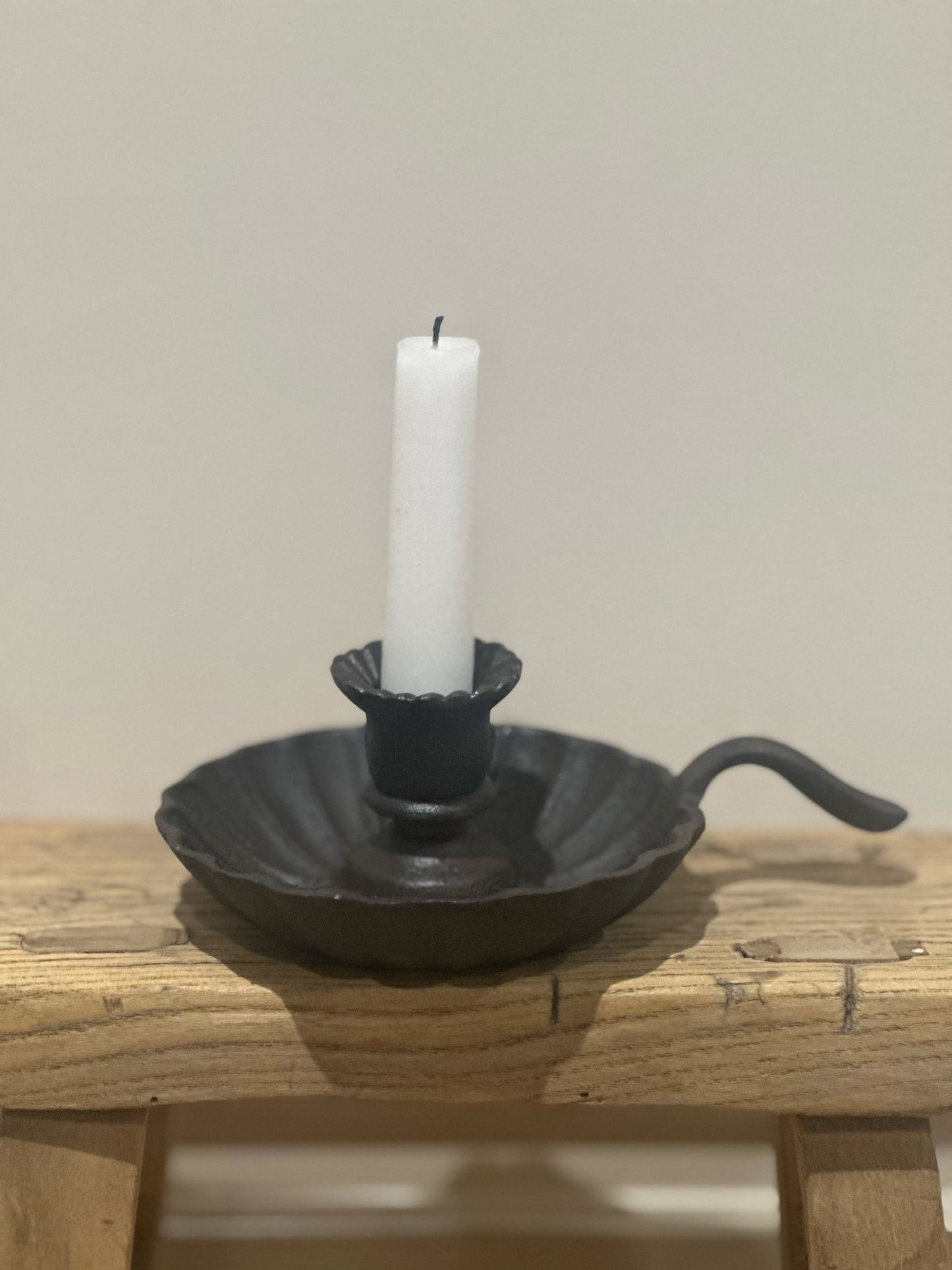 cast iron candle chamberstick vintage