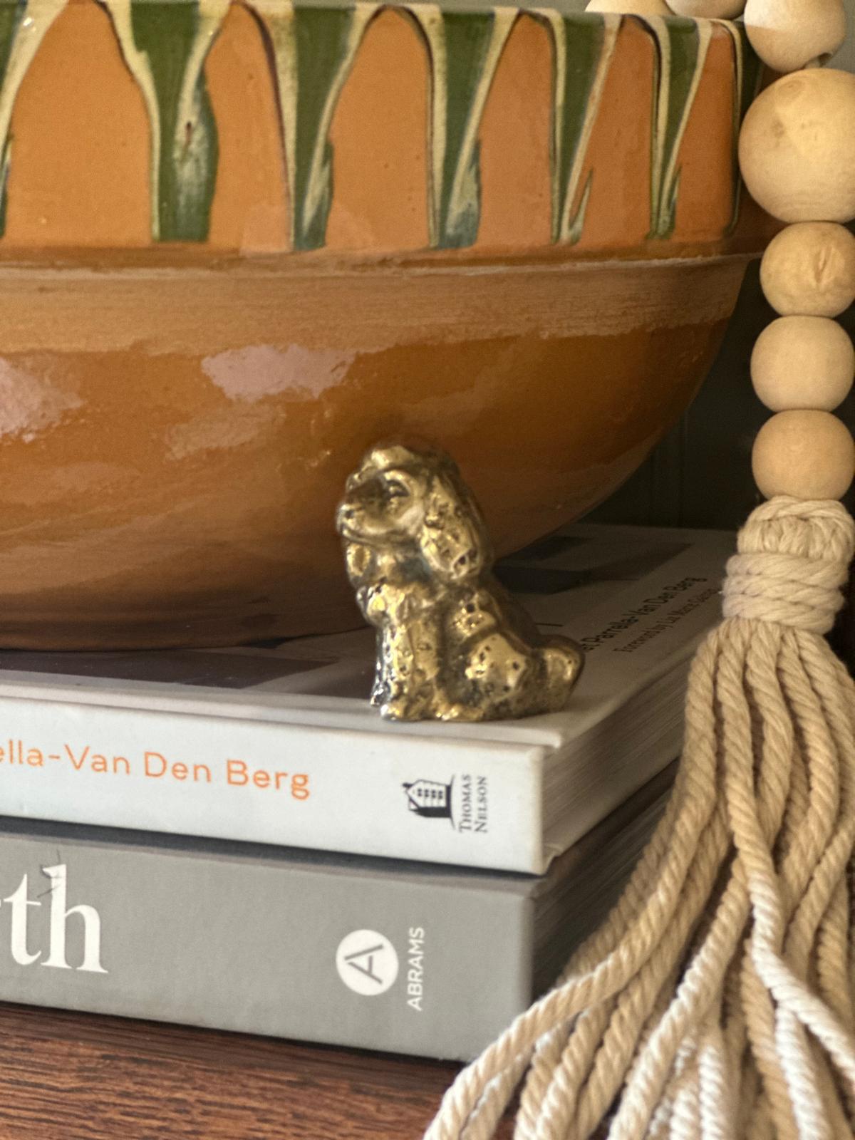 spaniel vintage brass dog paperweight