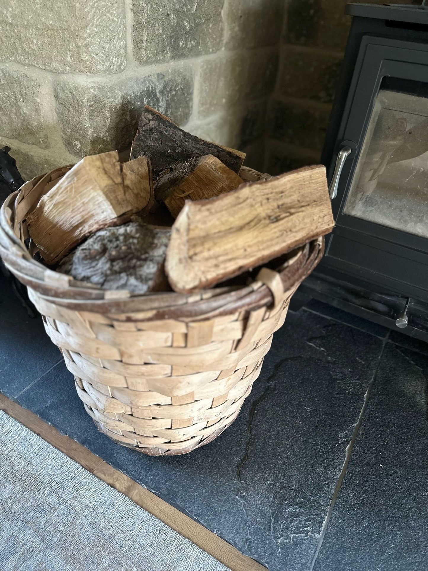 large log basket from France large weave
