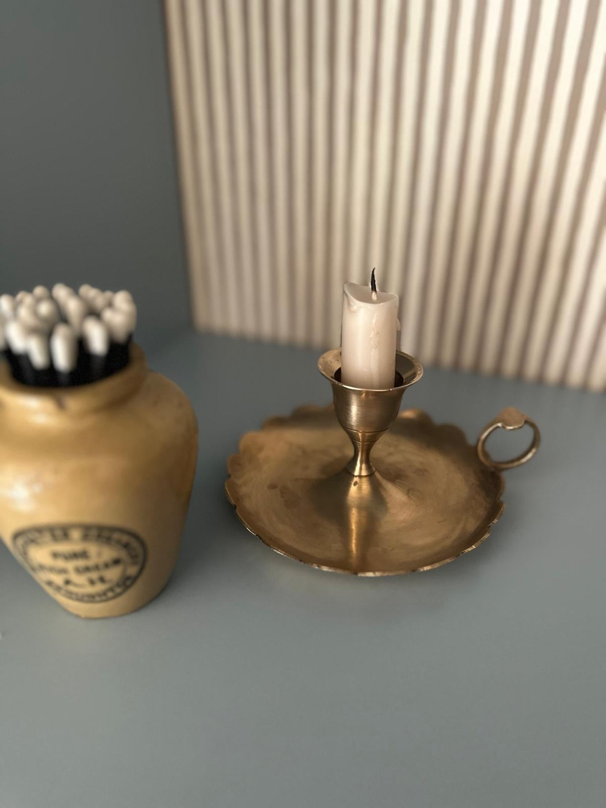 scallop edge vintage brass chamber stick candle