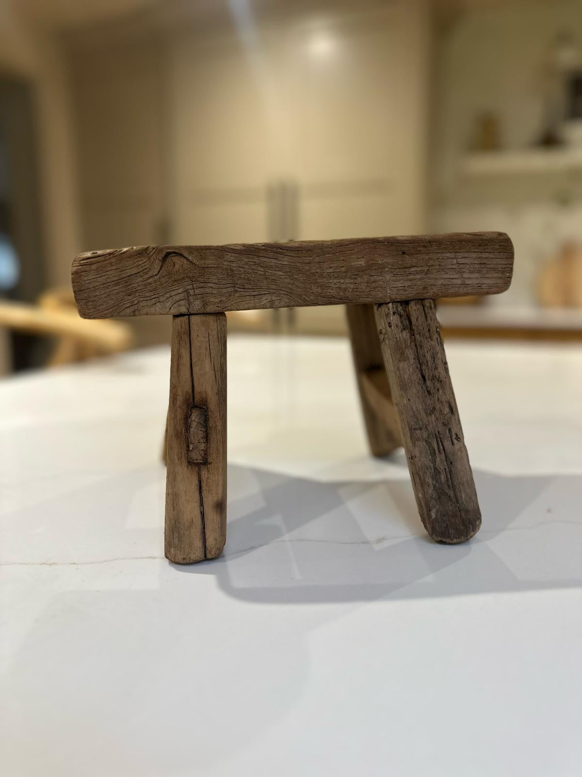 vintage elm stool small French