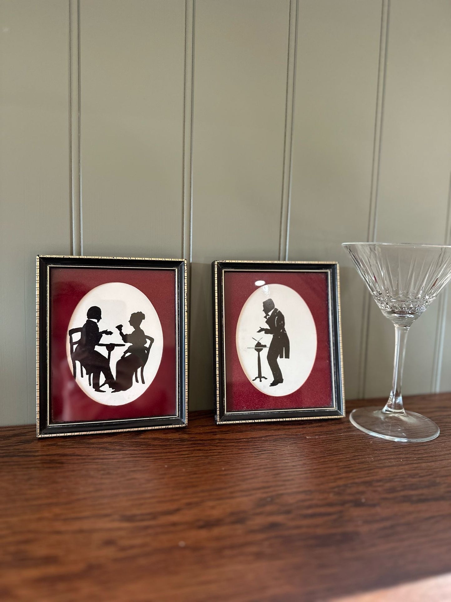 pair of vintage silhouette pictures framed