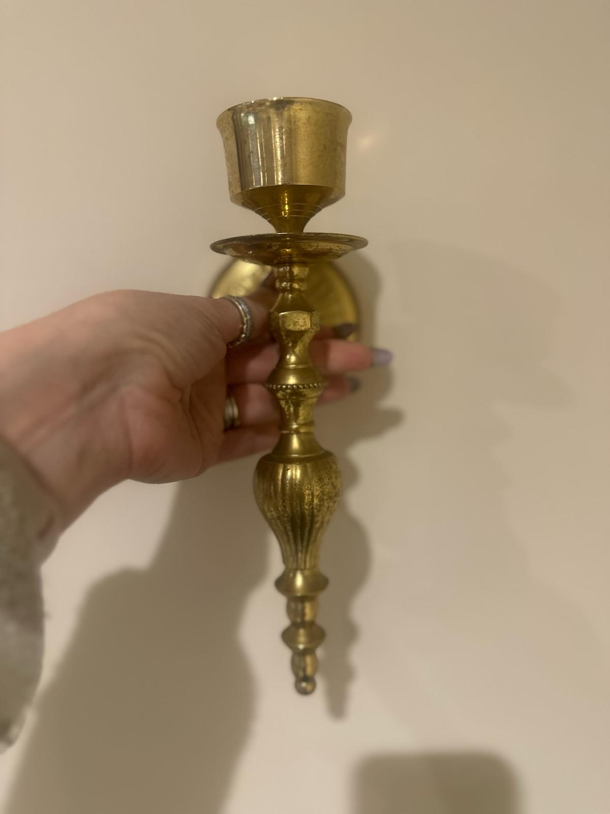 Pair of mid century candle wall sconces vintage