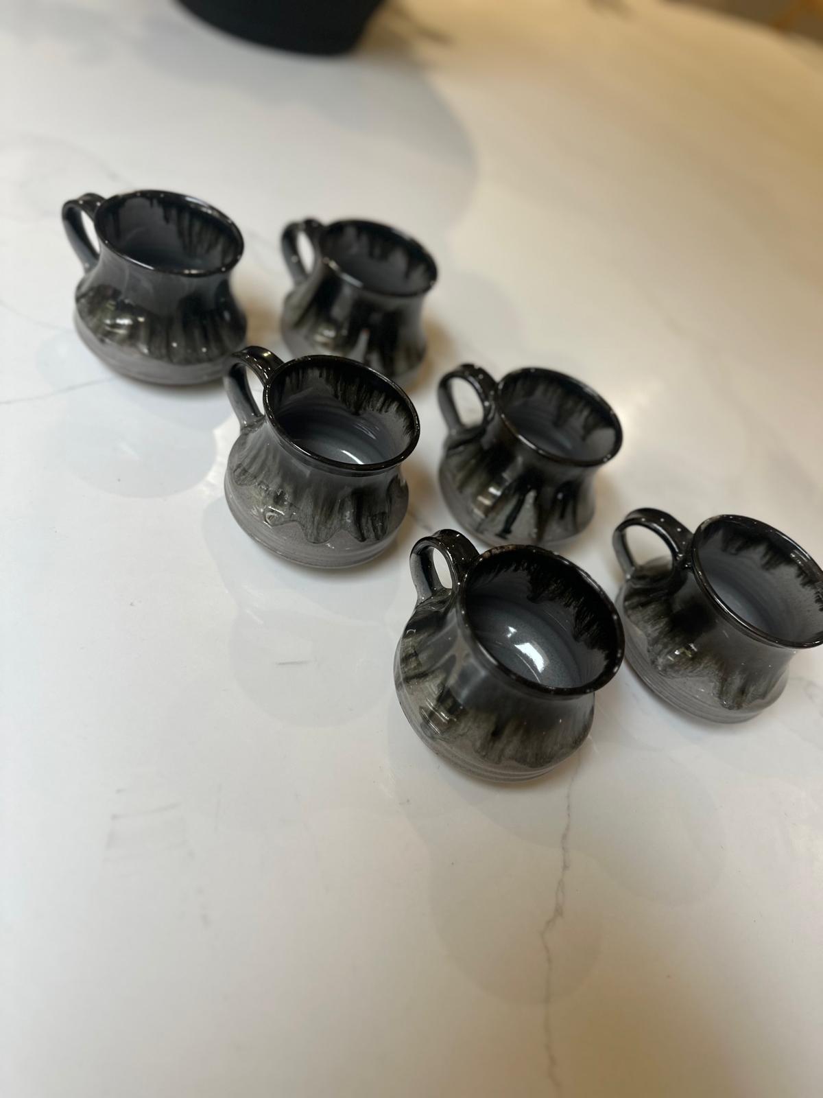 studio pottery mugs vintage glazed x6