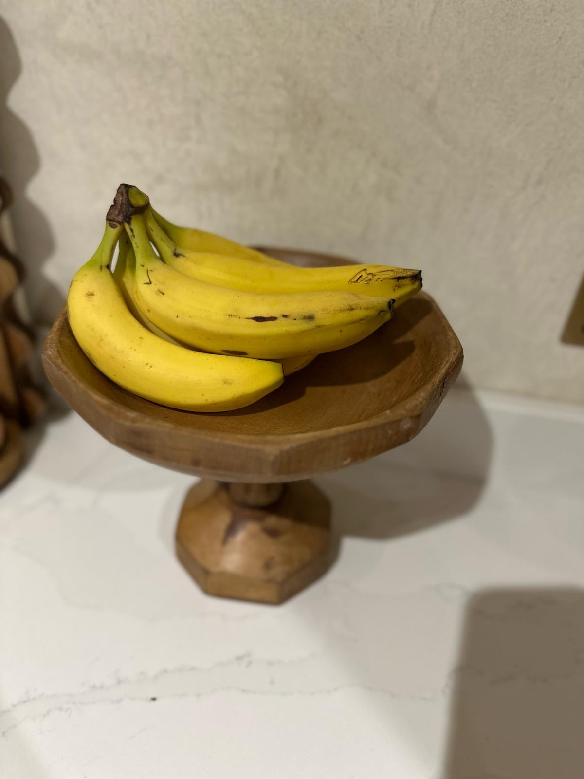 vintage wooden footed fruit bowl