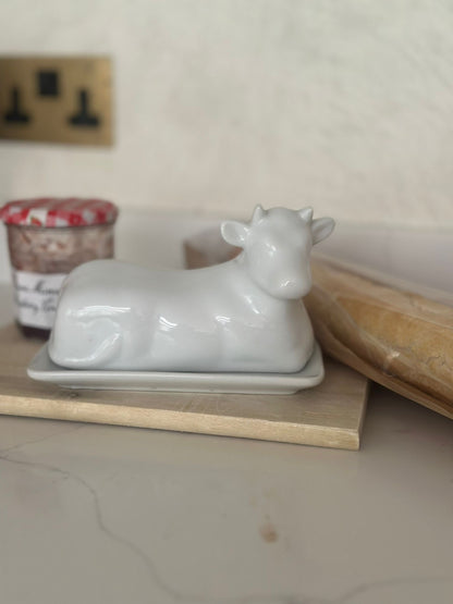 ceramic white cow 🐮 butter dish