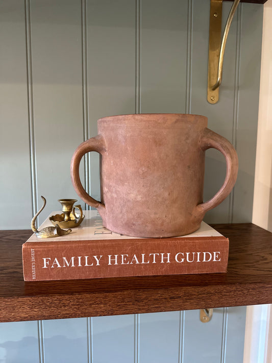 English Devon hand thrown triple handle planter - inside glaze