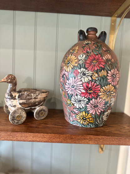 French large vintage vessel hand painted & signed
