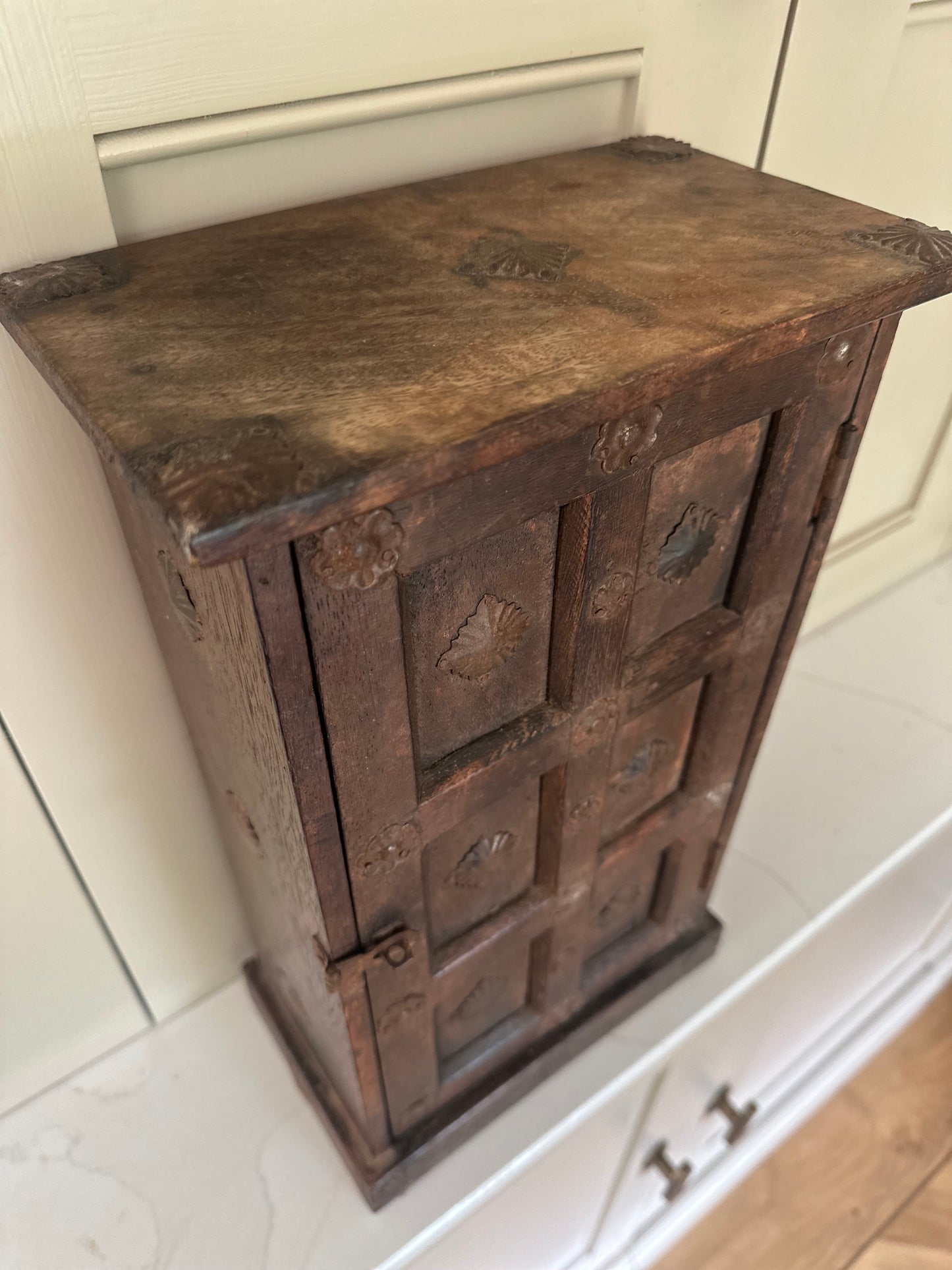 Antique hand made Indian spice cabinet