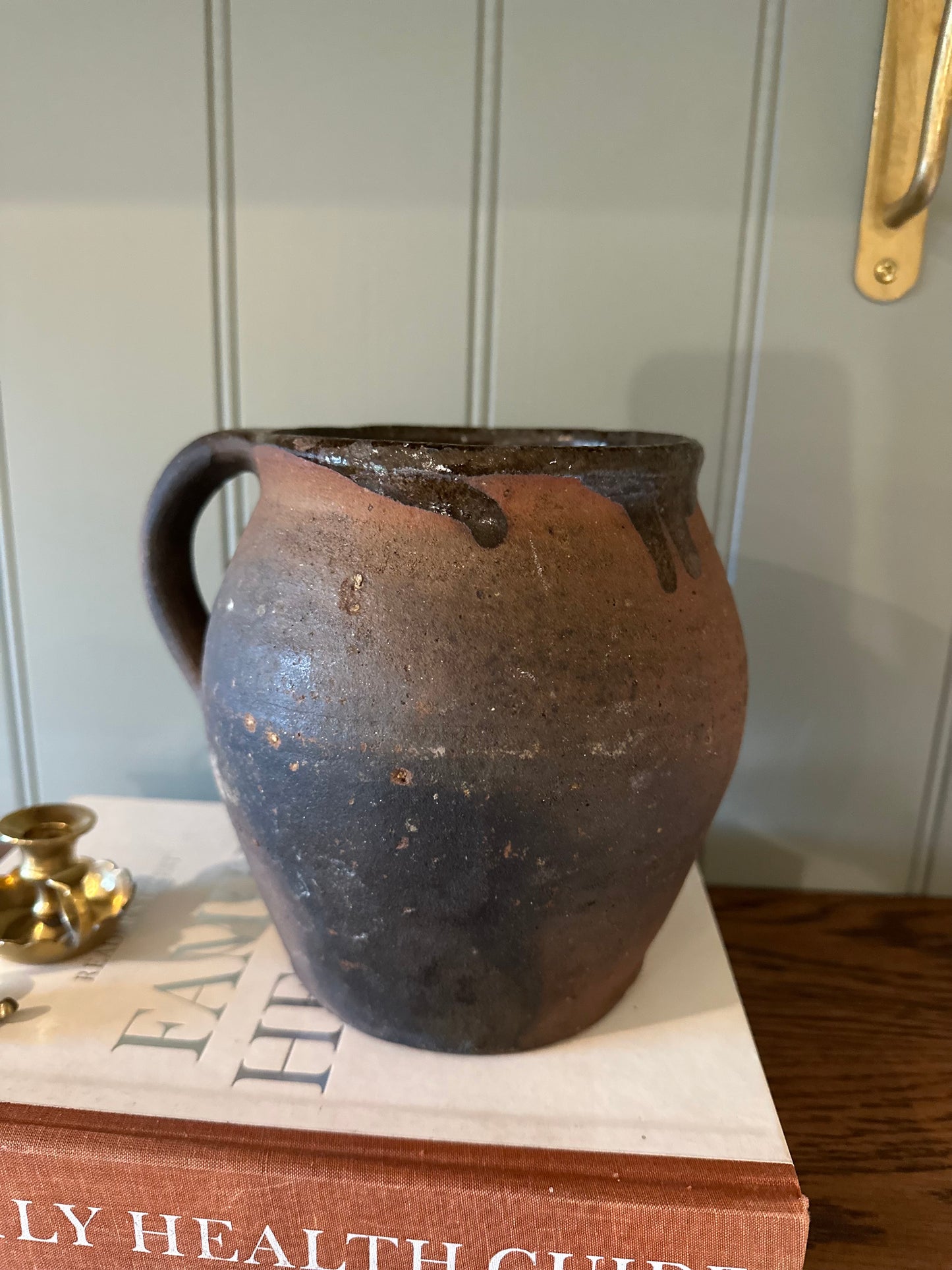 French drippy jug vintage vase with handle