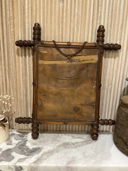 Medium vintage French bamboo mirror