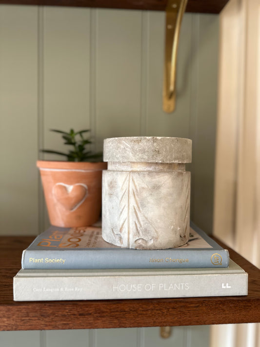 Vintage solid marble Tobacco container engraved