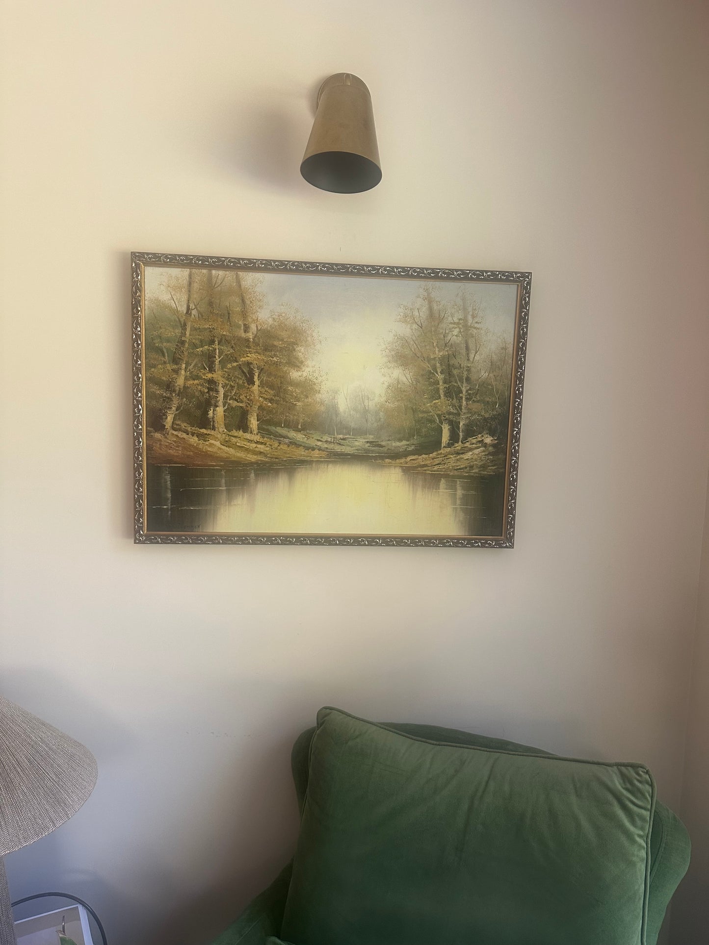 Large vintage country side painting signed framed