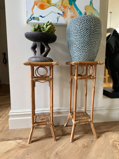 Vintage rattan plant stand